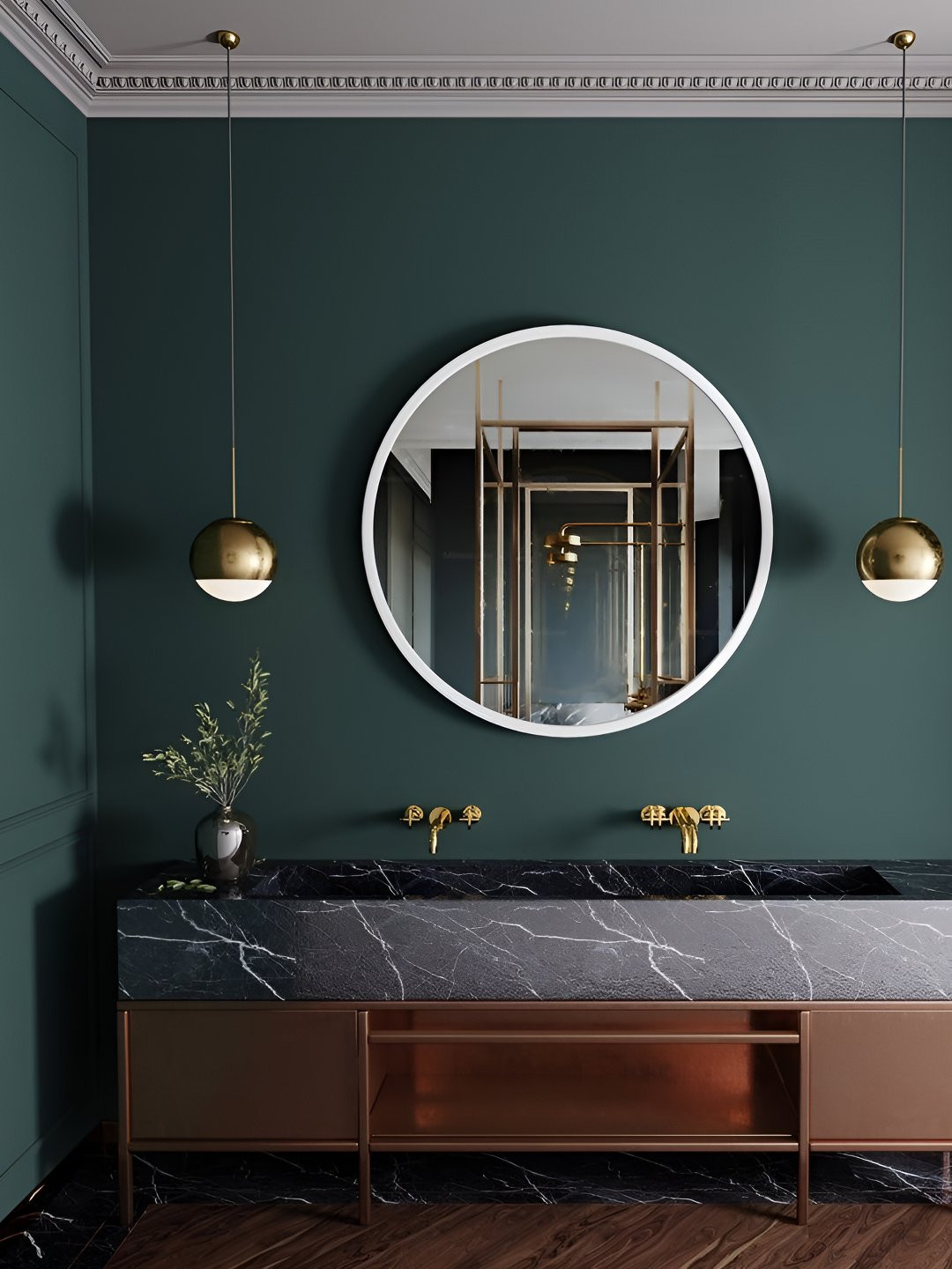 CasaGold White Round Wall Mount Mirror