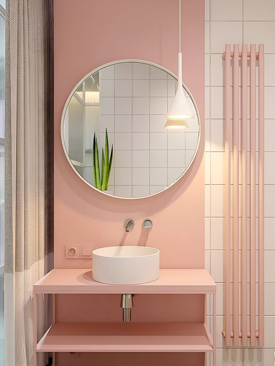 CasaGold White Round Shaped Metal Framed Wall Mount Mirror