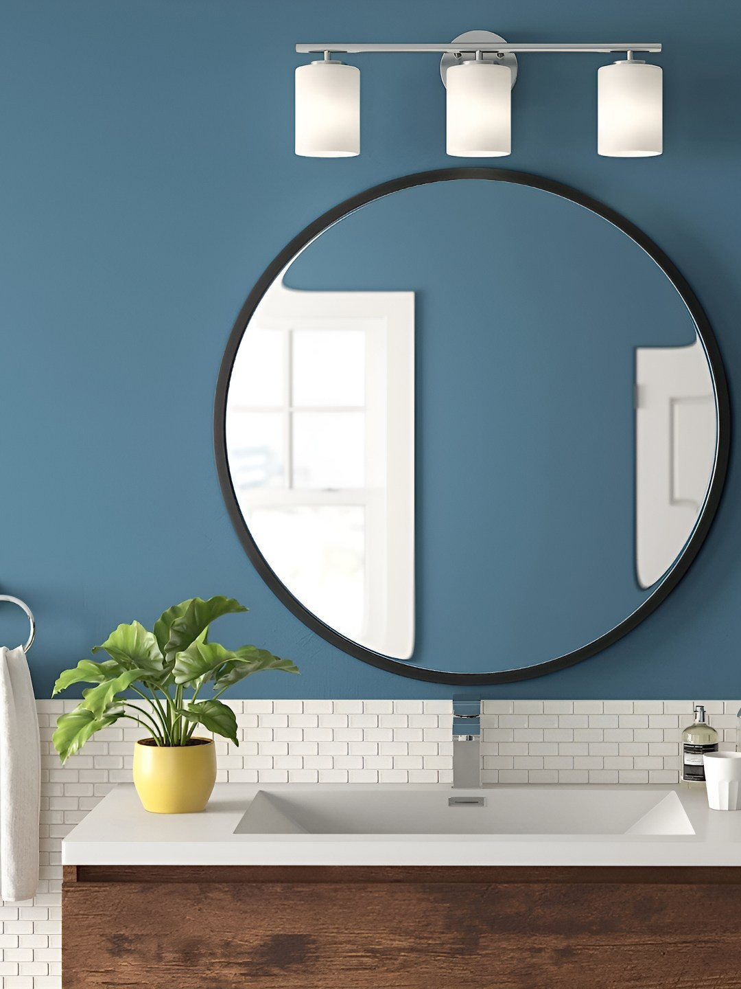 CasaGold Black Round Metal Wall Mirror