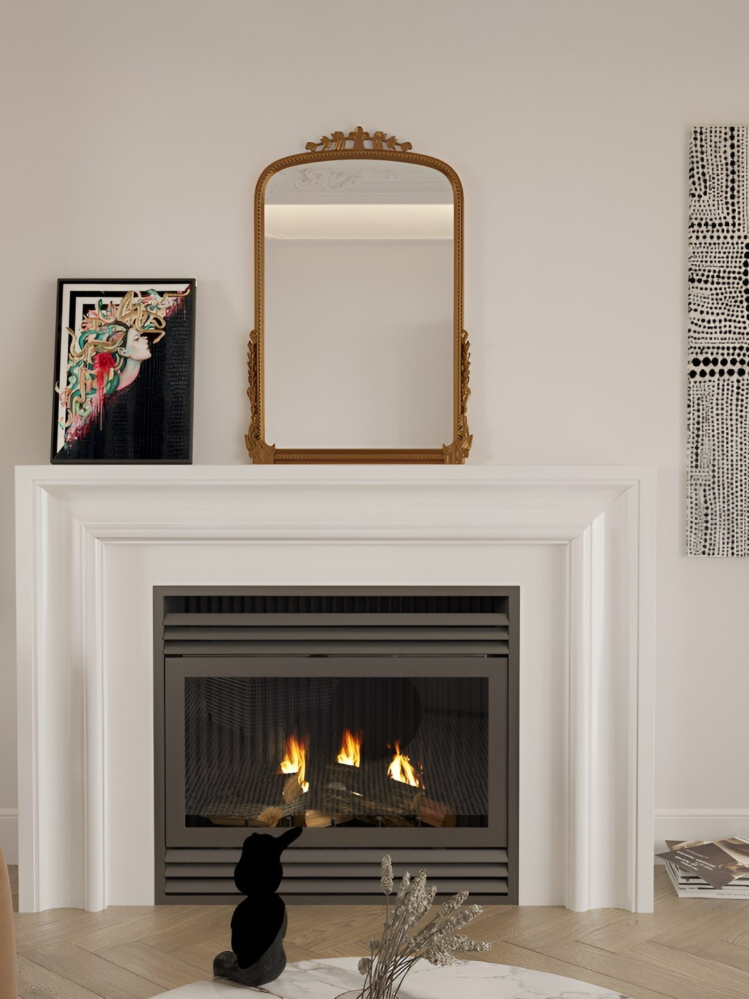 CasaGold Gold Toned Arch Shaped Vintage Primrose Wall Mirror