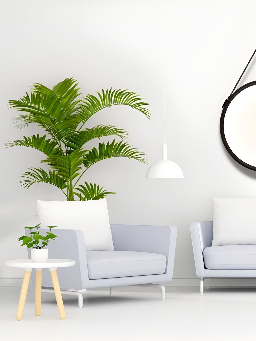 CasaGold Black Metal Rounded Hanging Wall Mirrors With Belt