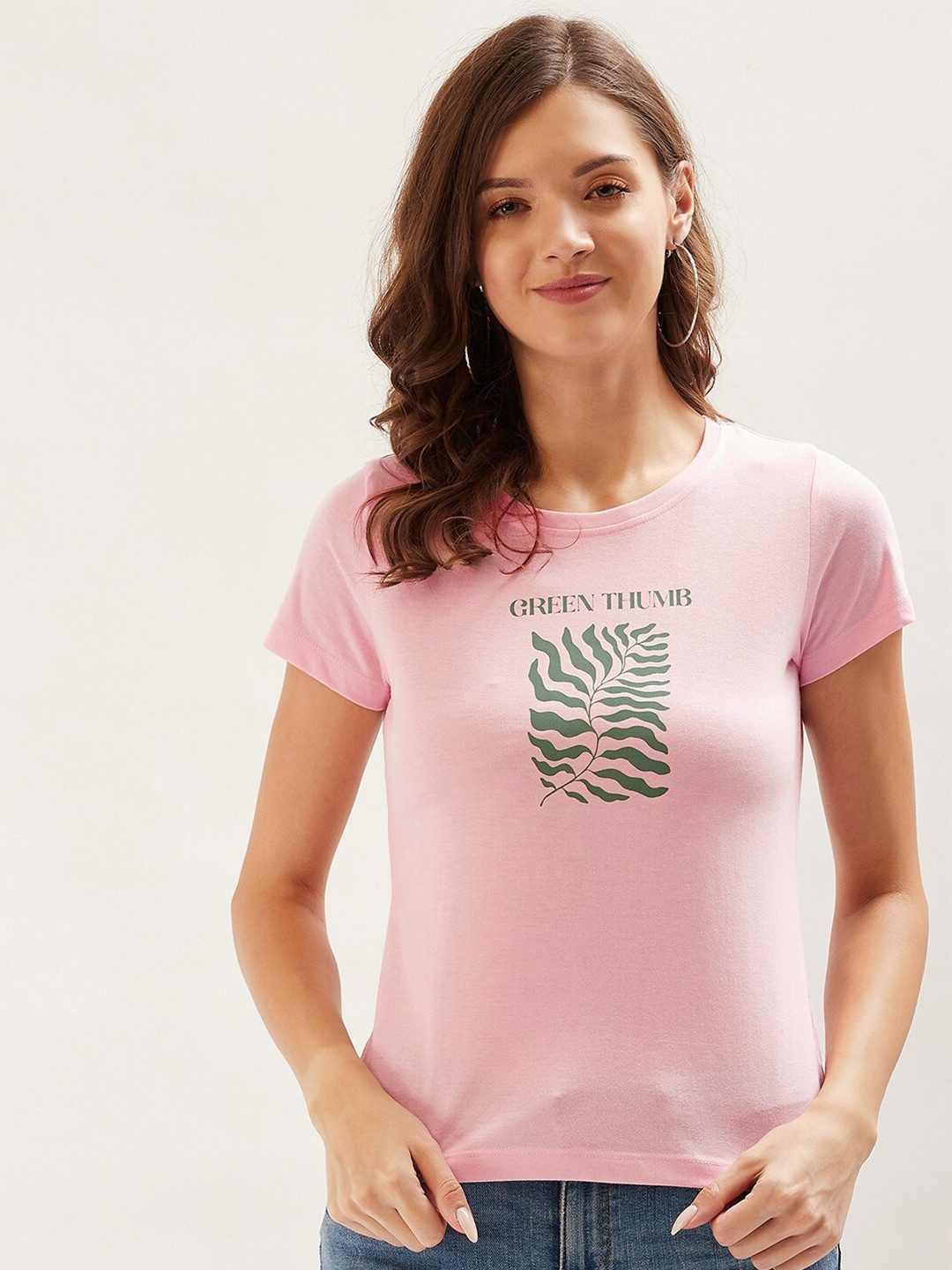 ether Pink Typography Printed Pure Cotton T-shirt
