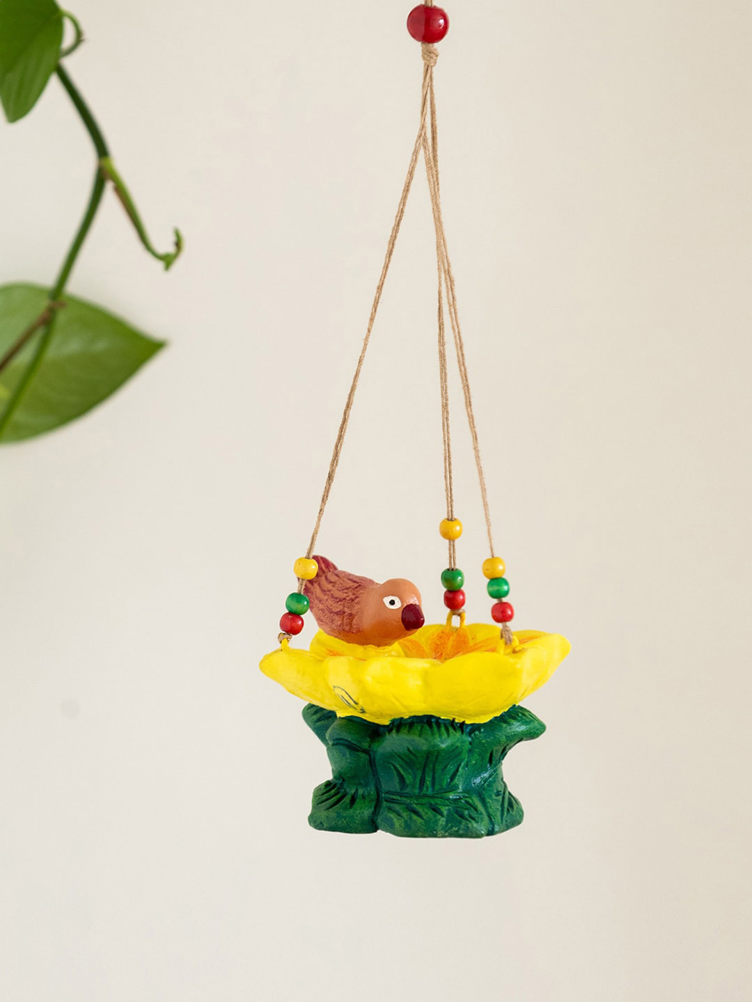 ExclusiveLane The Farm Fables Yellow Terracotta Bird Feeder
