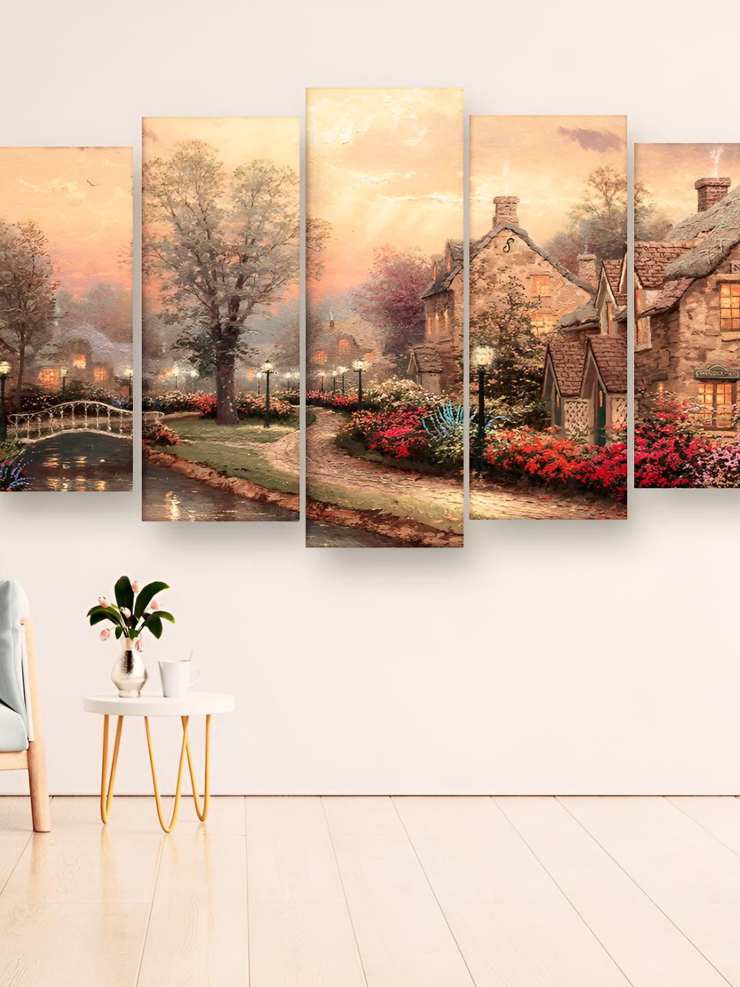 Casperme Beige Wood Wall Living Room Rectangle Potrait Photographs Wall Art -1.27 x 30In