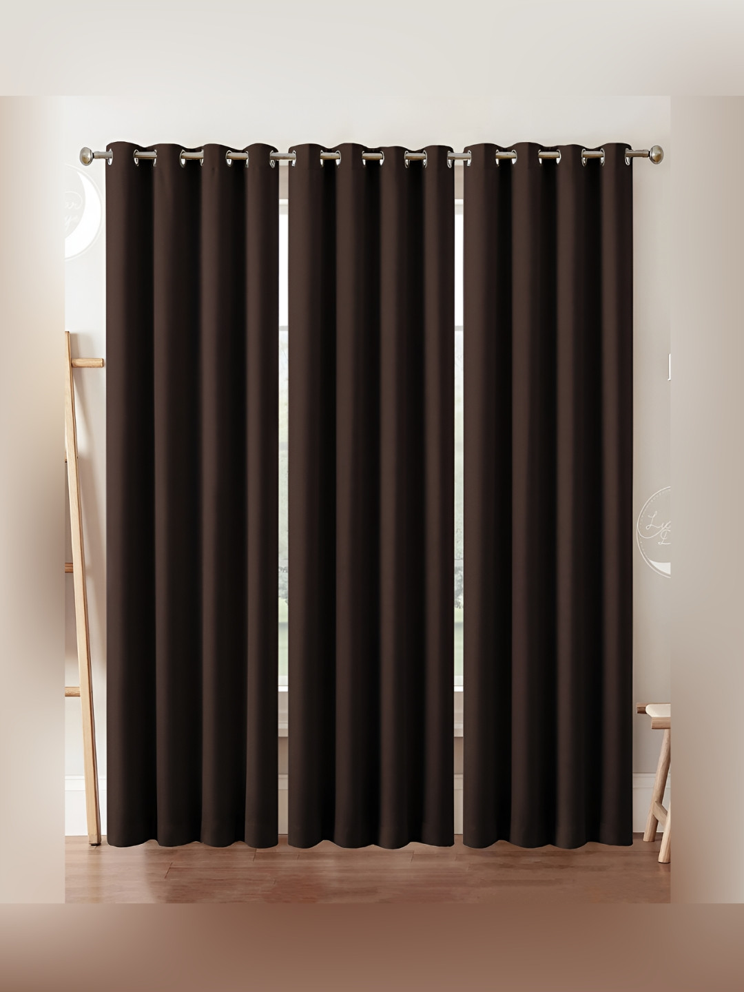 Lunar Days 3 Piece Black Out  Door 7ft Curtain