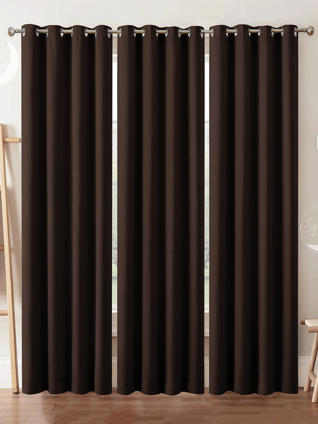 Lunar Days 3 Piece  Black Out Long Door 9ft Curtain