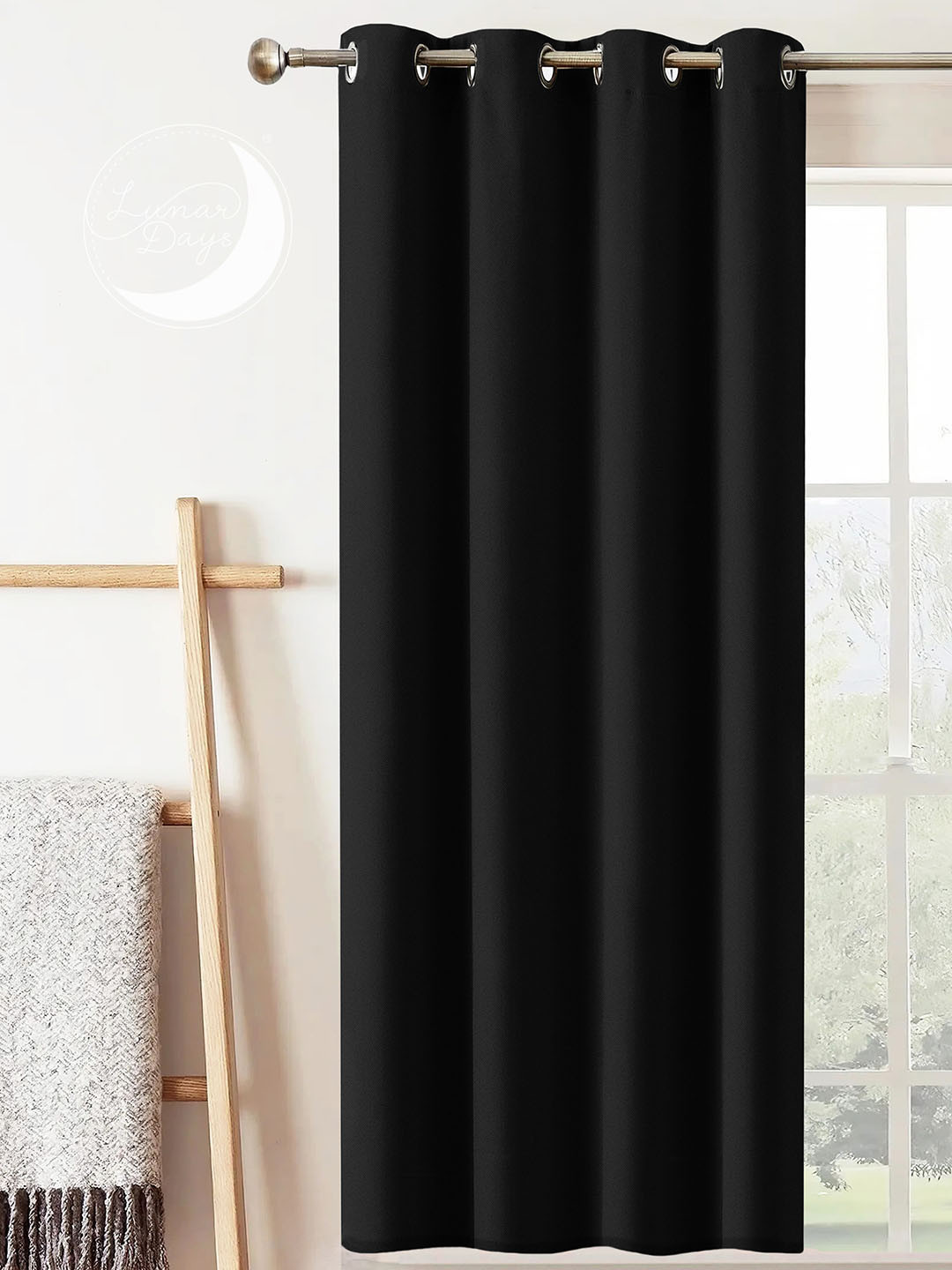 Lunar Days 1 Piece  Black Out Long Door 9ft Curtain