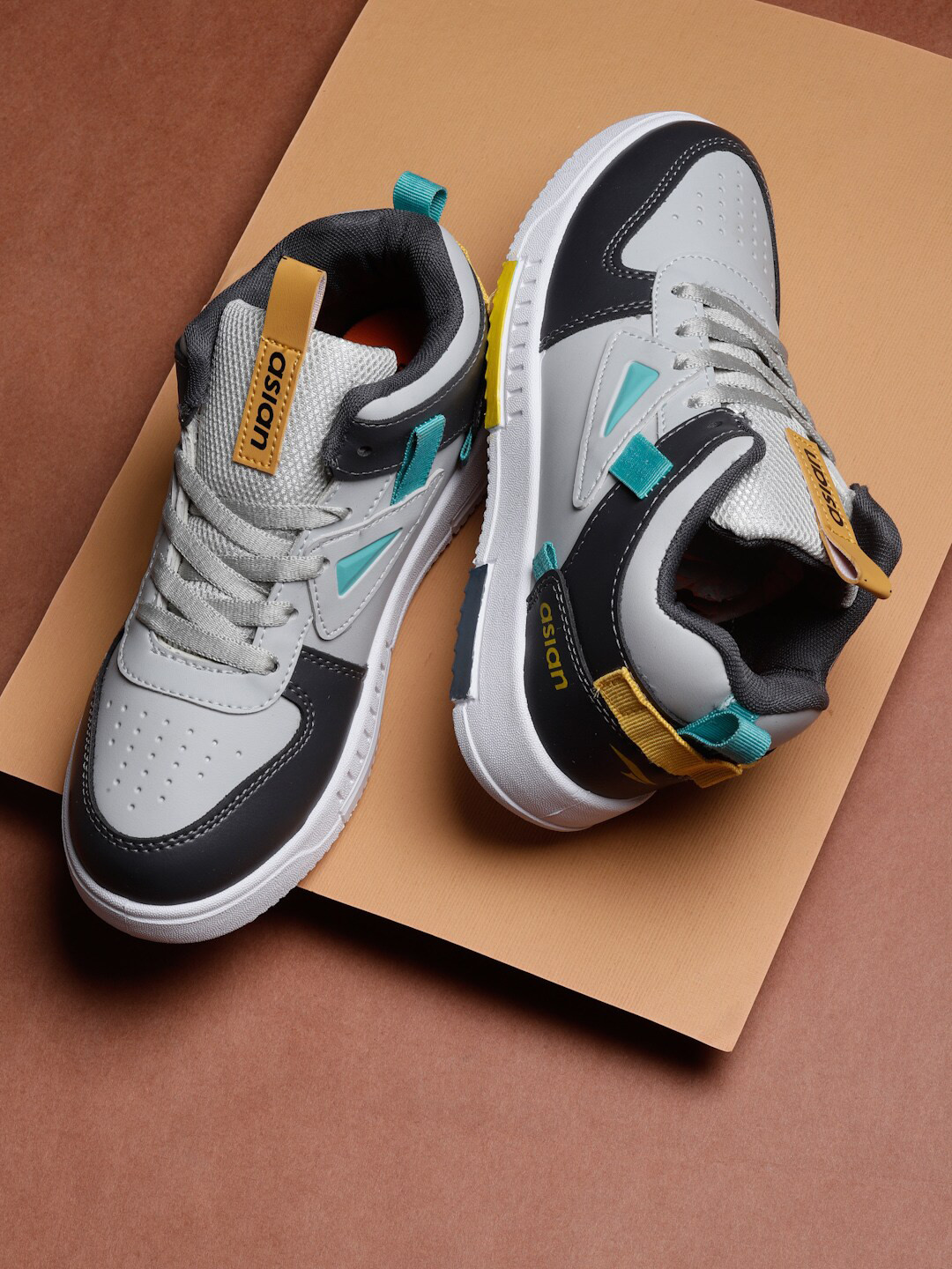 ASIAN Boys TARZAN-11 Colourblocked Memory Foam Insole Mid-Top Sneakers