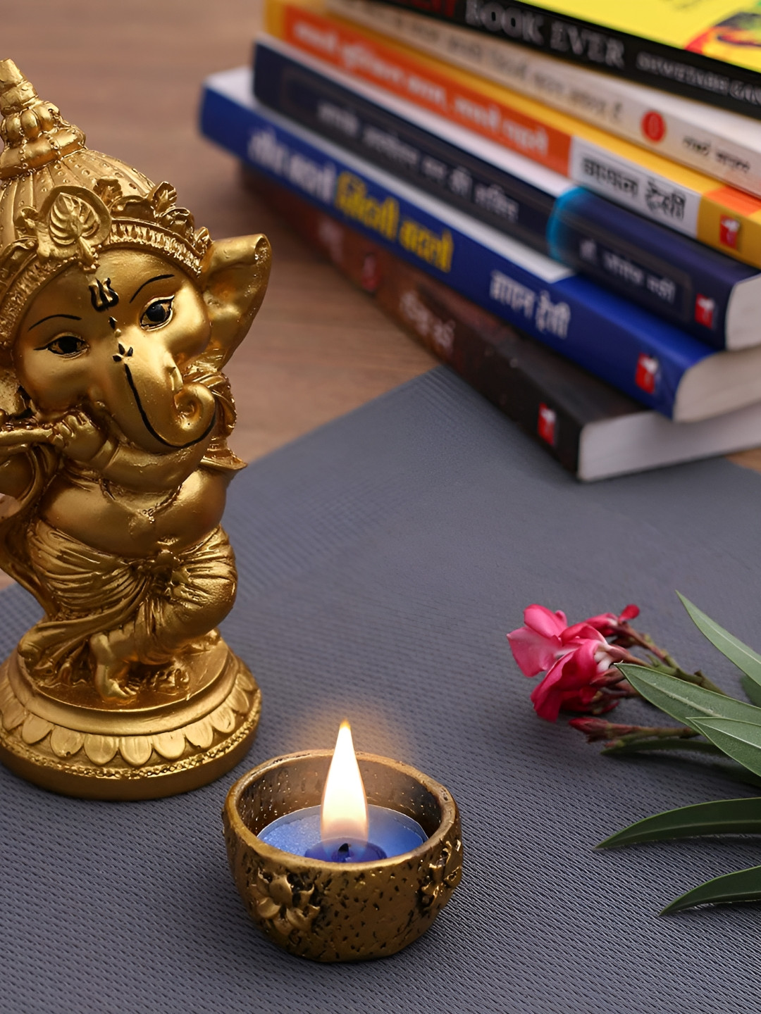 BECKON VENTURE Ganesh Ji Gold Polyresin Glossy Prayer Room Set of 2 Medium Showpieces - 6 Inches