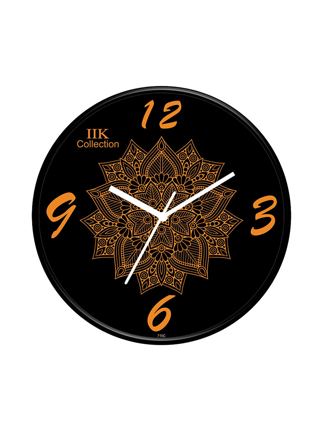 IIK COLLECTION Black & Orange Printed Round Contemporary Wall Clock