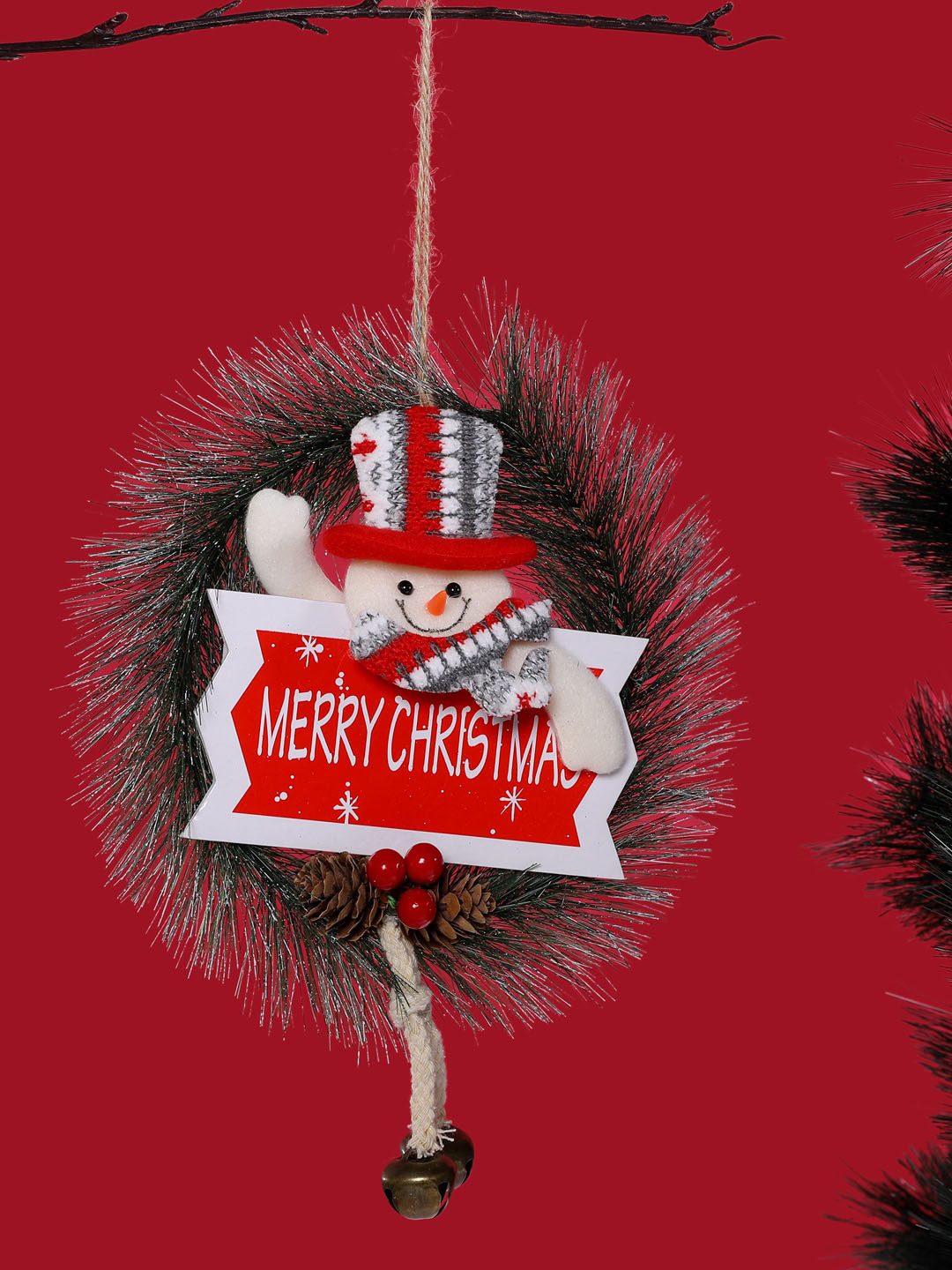 TAYHAA Red & White Whimsical Merry Christmas Wreath Decor