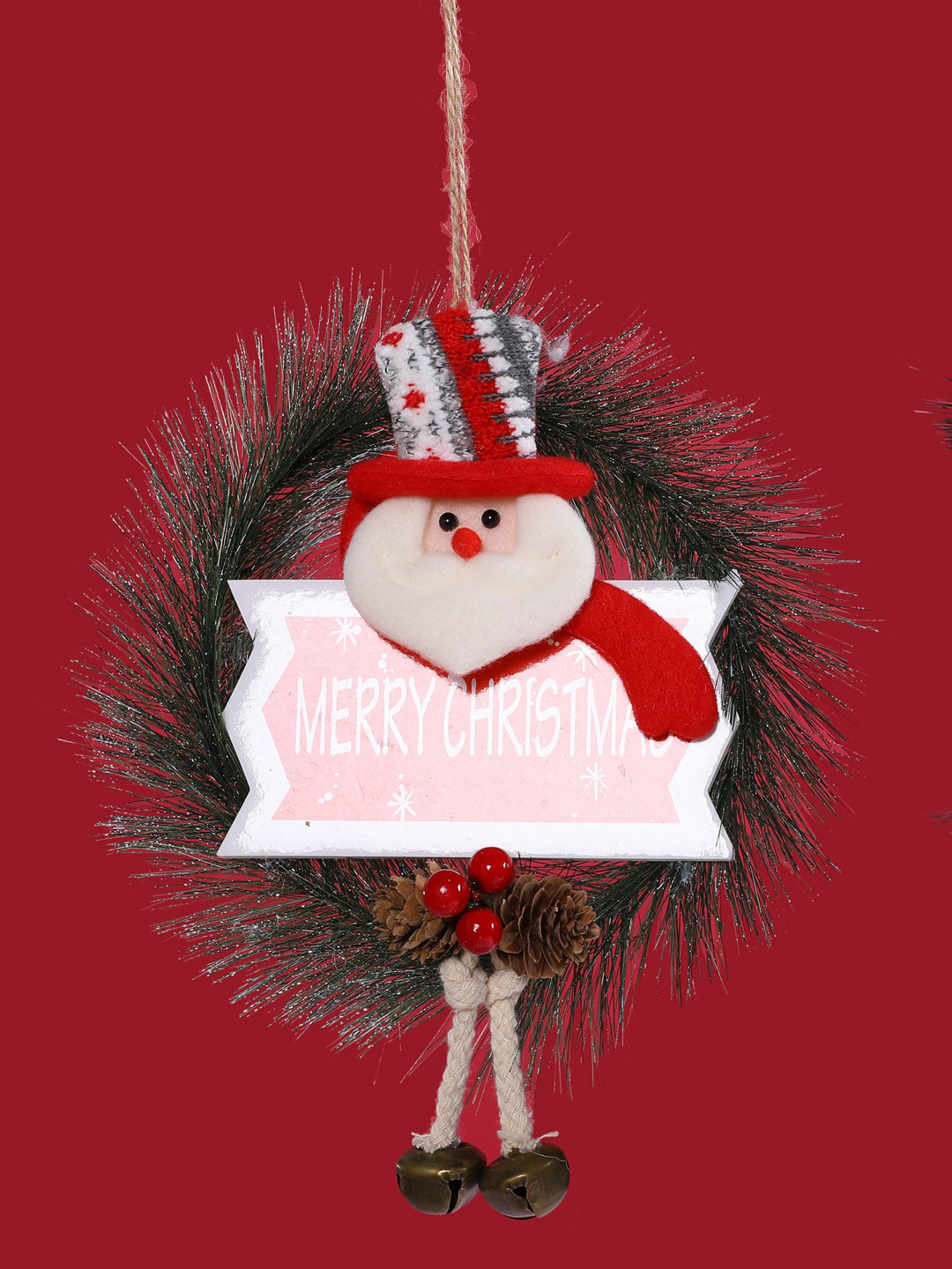 TAYHAA Red & White Whimsical Merry Christmas Wreath Decor
