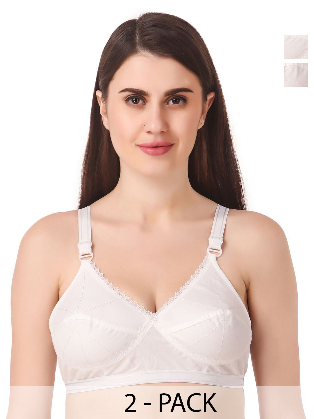 CHILEELIFE Pack Of 2 Full Coverage Everyday Bra Pure Cotton With All Day Comfort