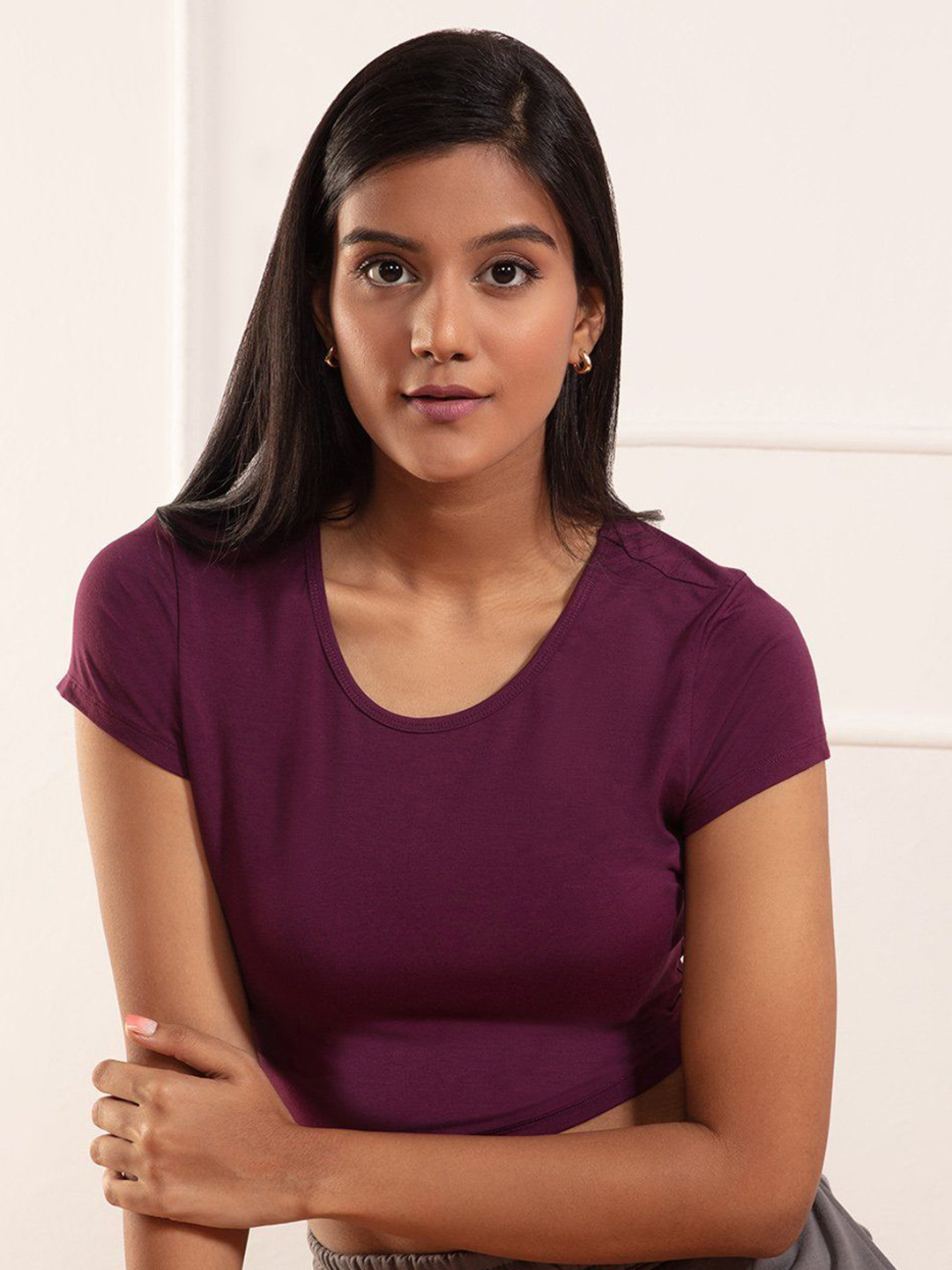 Nykd Round Neck Fitted Modal Crop Top
