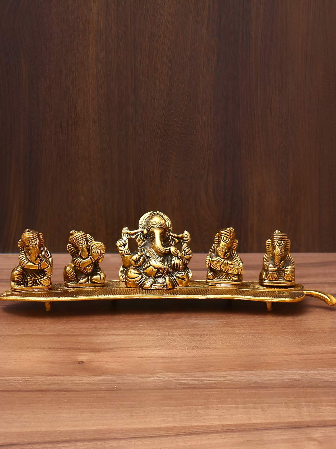 INTERNATIONAL GIFT Gold-Plated Brass Musical Ganesh God Idol Statue Gift Set