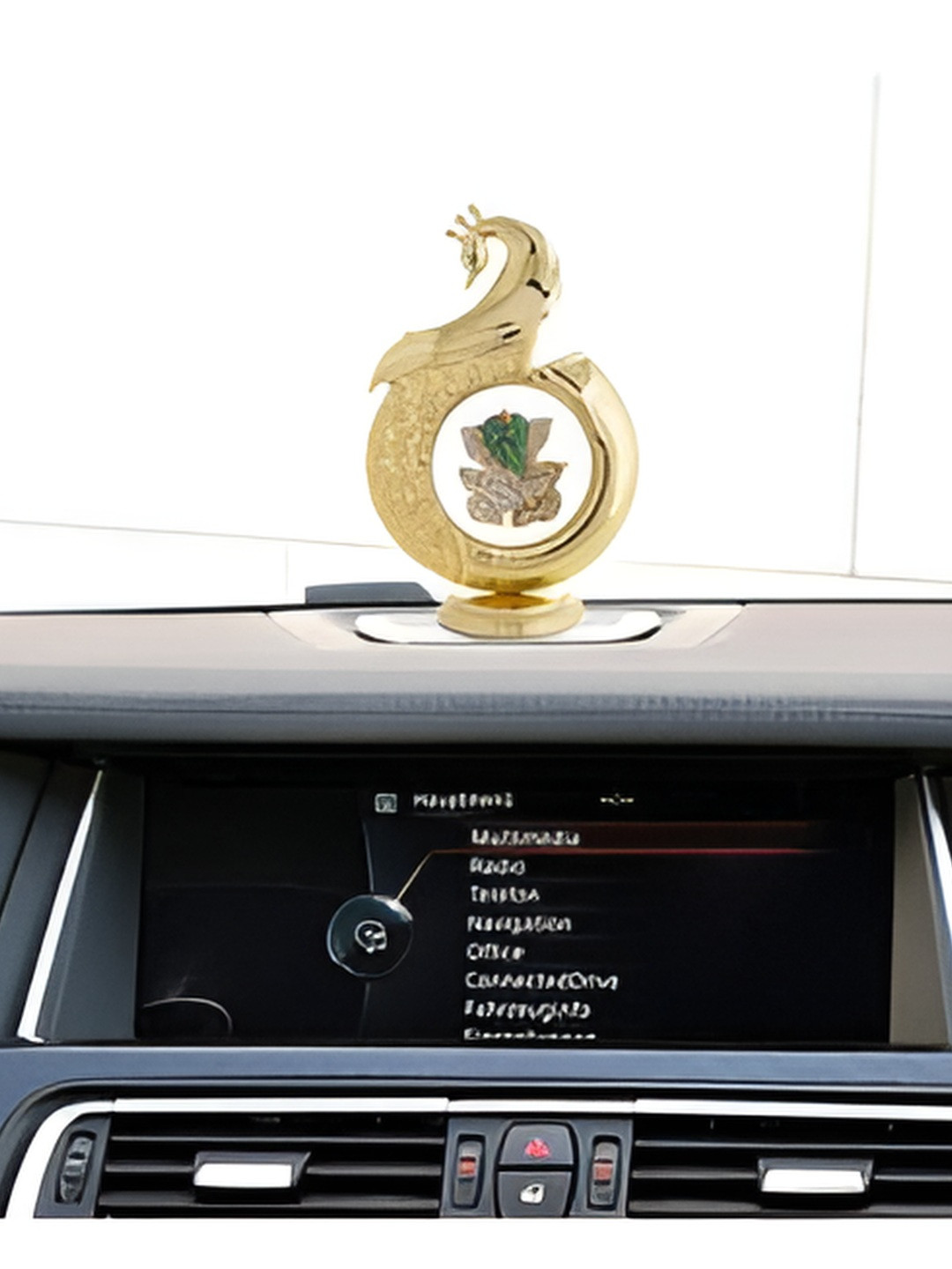 INTERNATIONAL GIFT Peacock Shape Diamond Ganesha Gold Brass Metallic Prayer Room Tiny Showpiece - 4.7 Inches