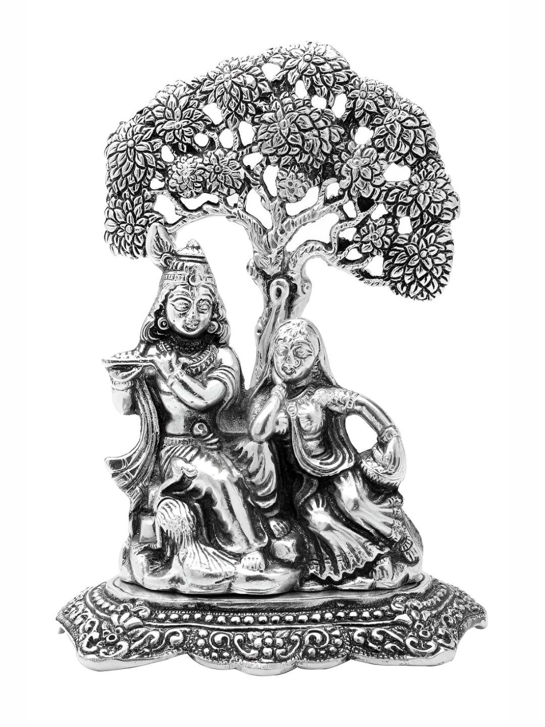 INTERNATIONAL GIFT Silver-Plated Radha Krishna Classic God Idol Statue