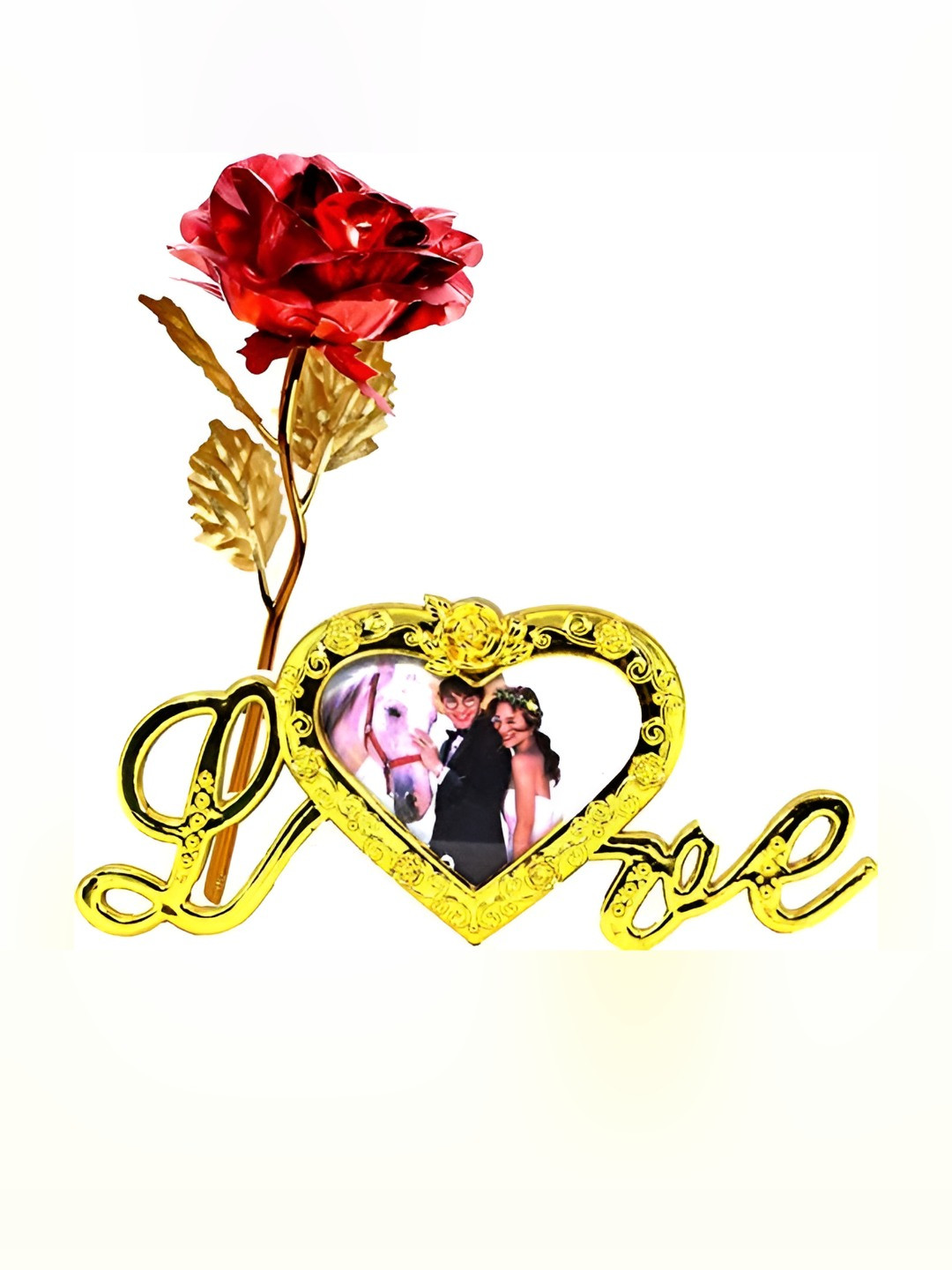 INTERNATIONAL GIFT Red Self-Design Photo Frame With Flower