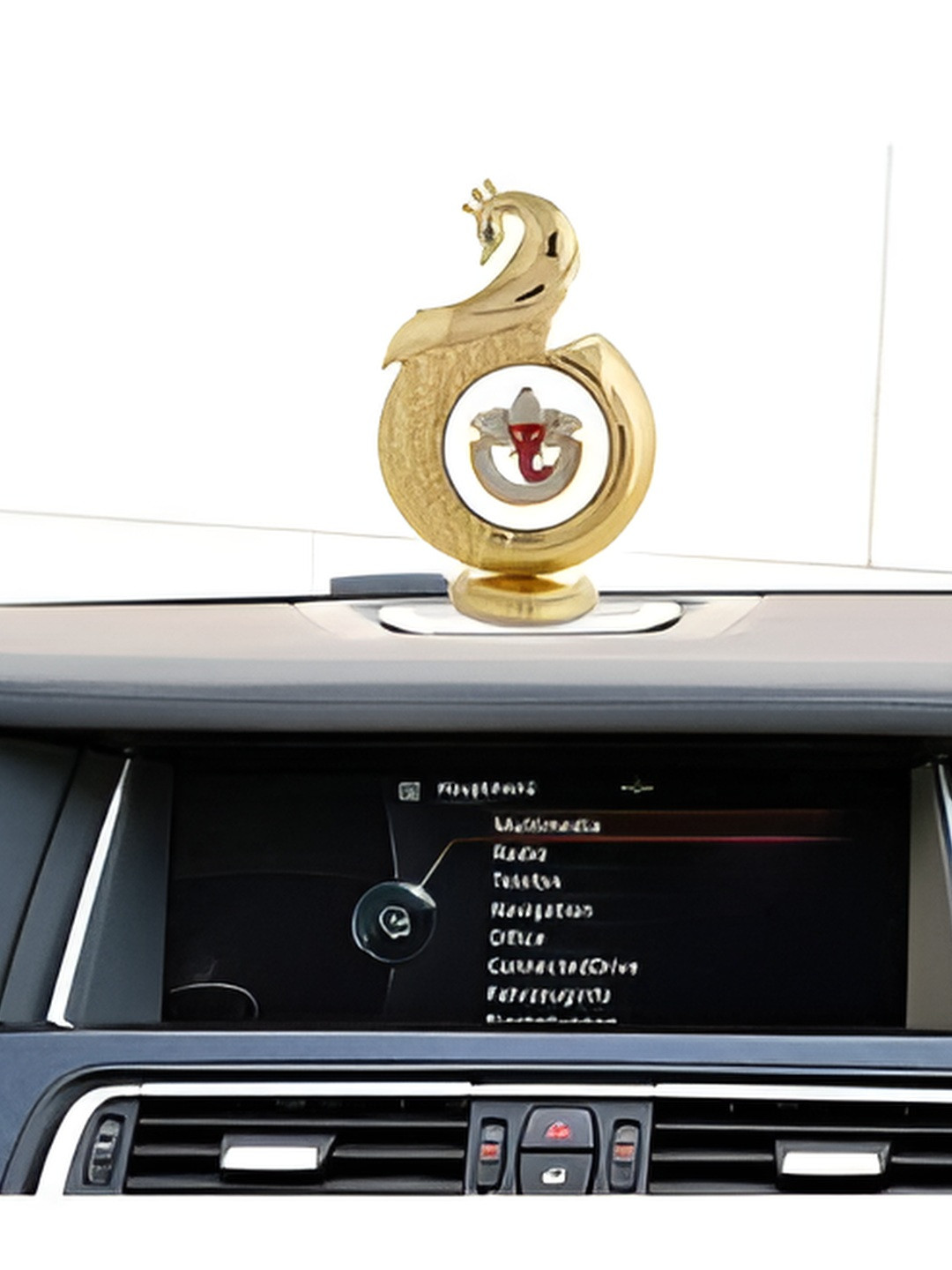 INTERNATIONAL GIFT Peacock Shape Ganesh Red Brass Metallic Living Room Medium Showpiece - 4.7 Inches