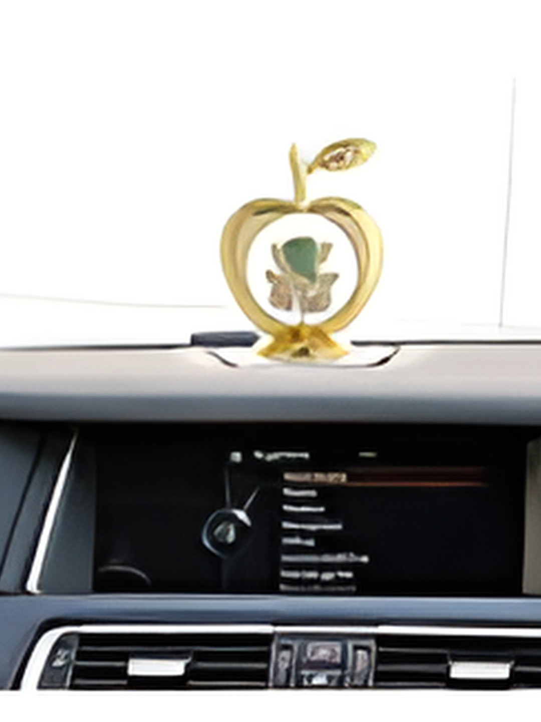 INTERNATIONAL GIFT Apple Shape Diamond Ganesha Gold Brass Metallic Living Room Medium Showpiece - 4.7 Inches