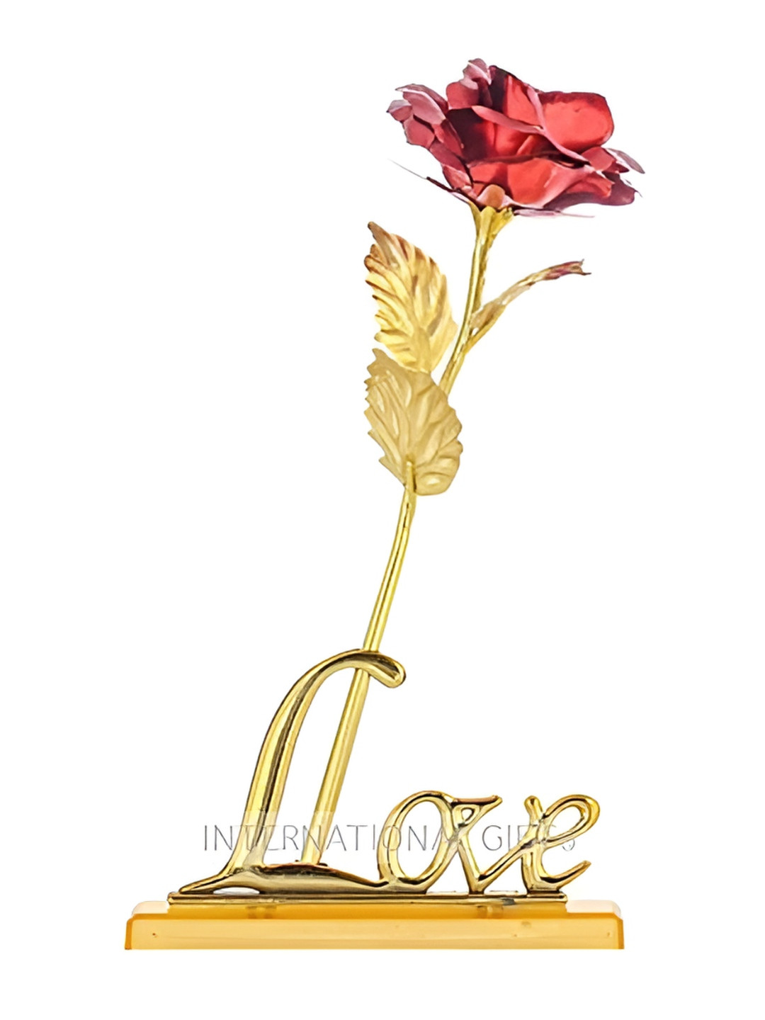 INTERNATIONAL GIFT Red & Golden Rose Flower Gift Set