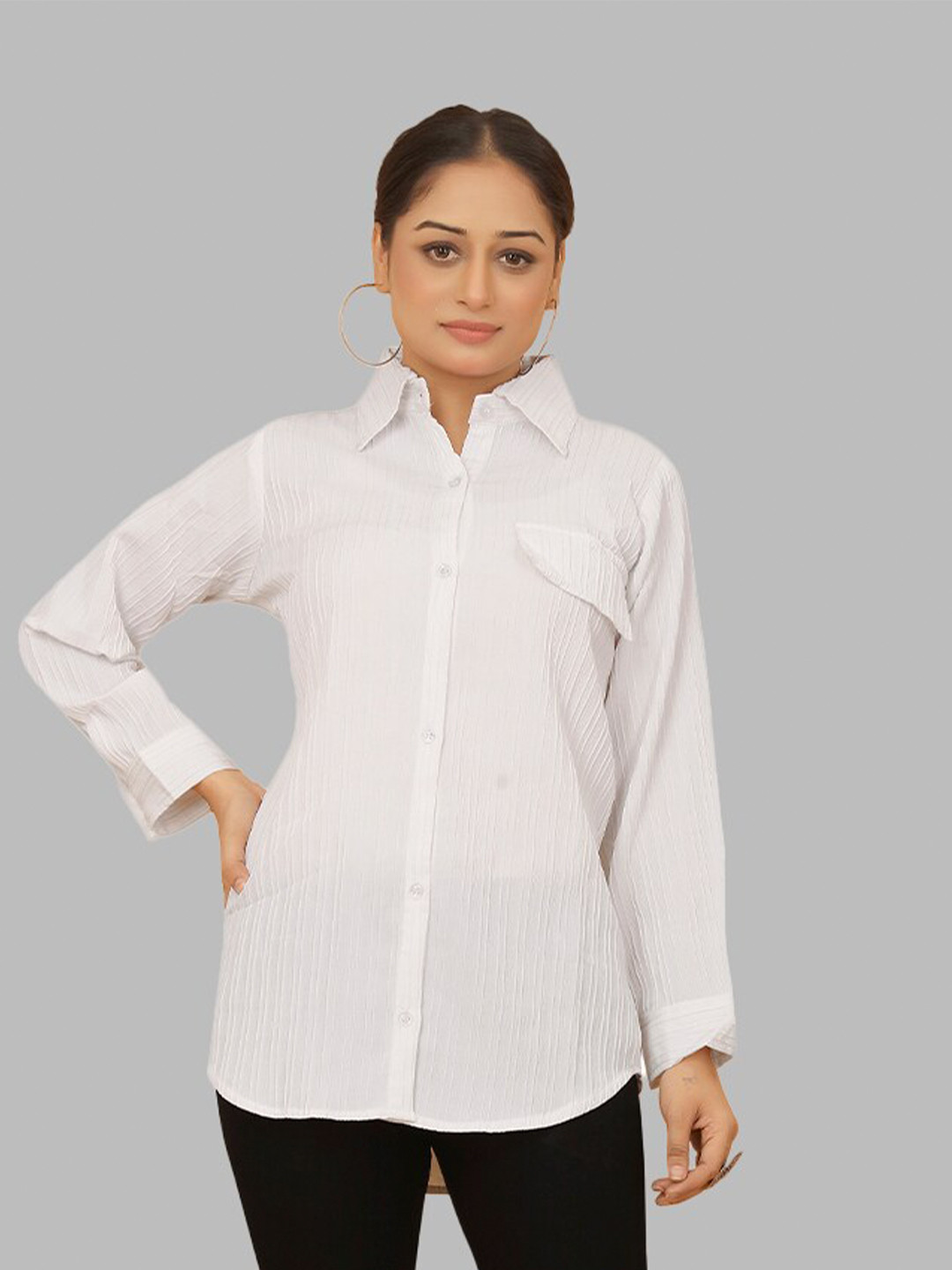 PEACH PIPER Self Design Classic Regular Fit Casual Shirt