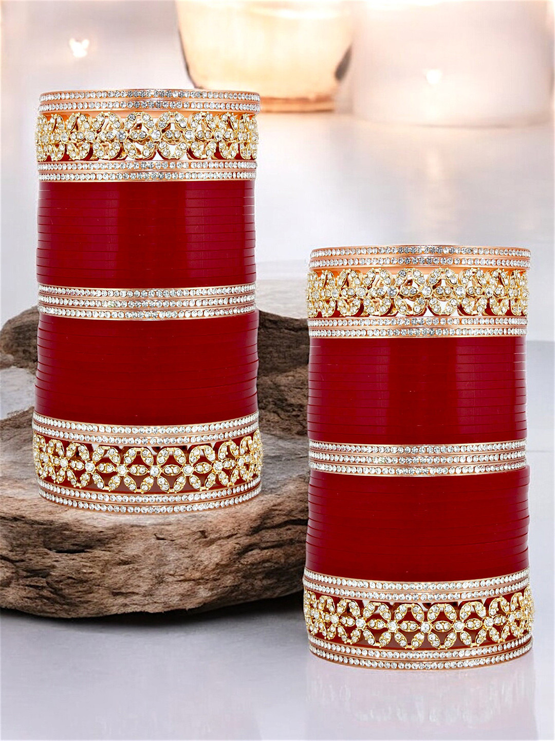 LUCKY JEWELLERY Set Of 66 Stone-Studded Bangles