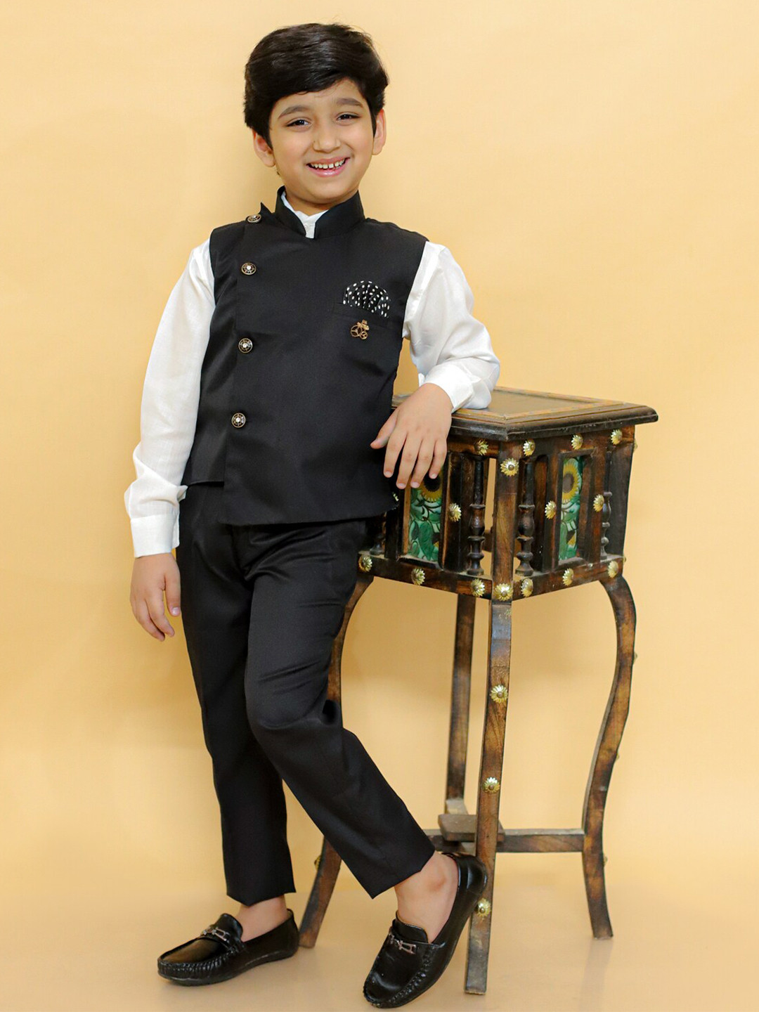BAESD Boys Mandarin Collar 3 Piece Suit