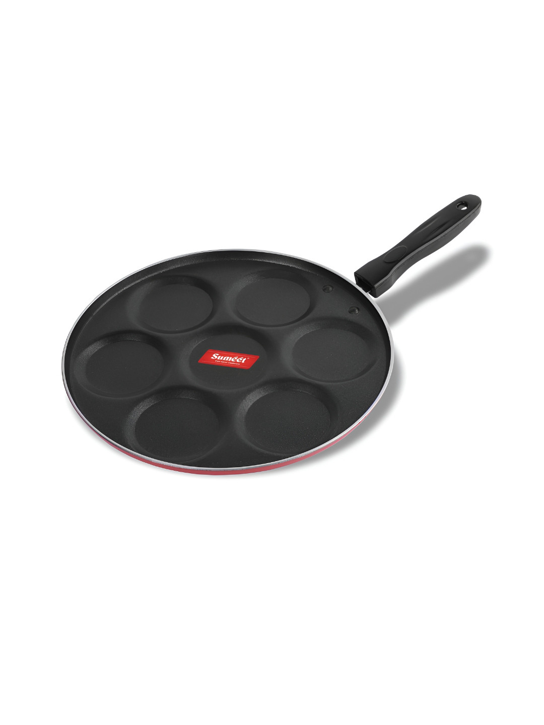 Sumeet Red & Black Aluminium Dishwasher Safe Appam Patra 7ml