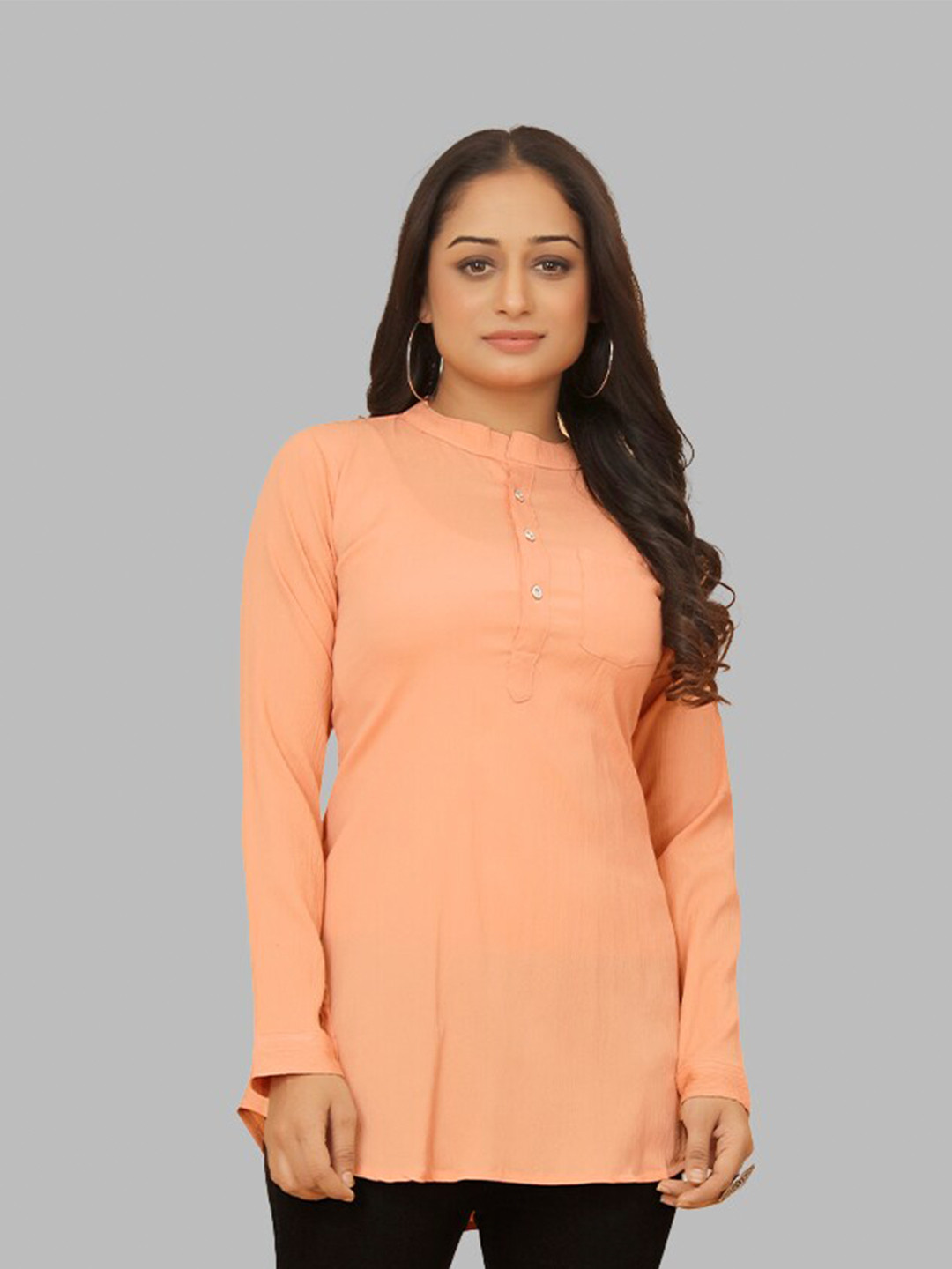 PEACH PIPER Mandarin Collar Tunic