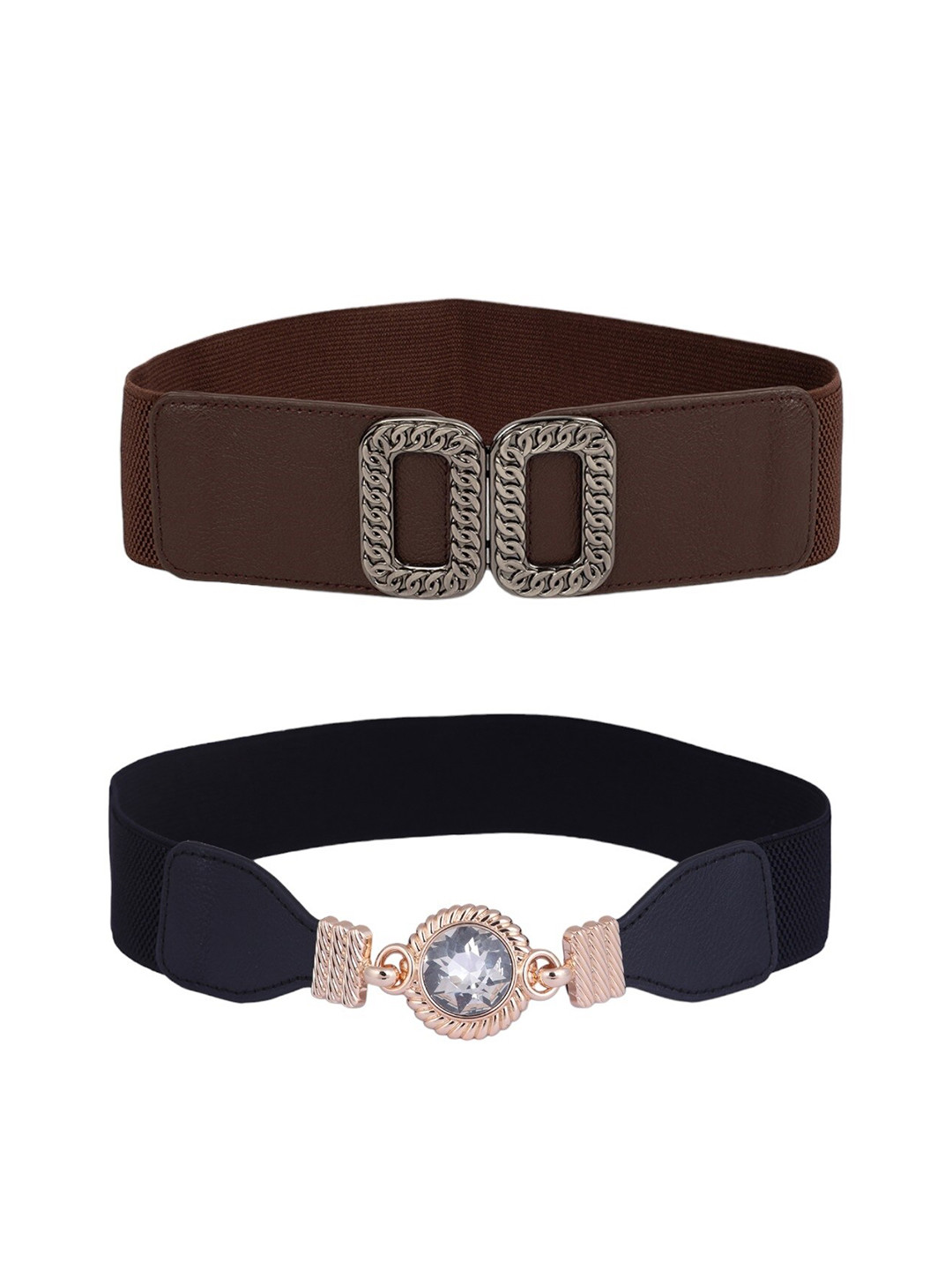 CRUSSET Women Set Of 2 Woven Design Stretchable Belts