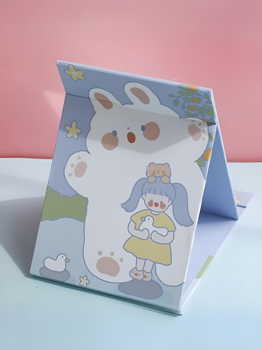 YELONA Purple 2 Pieces Printed Square Shaped Table Top Mirror