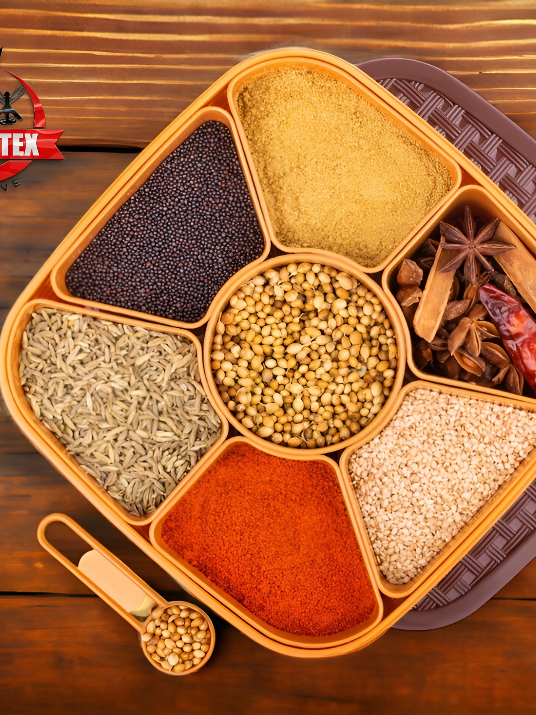 OMORTEX Brown Dishwasher Safe Spice Box