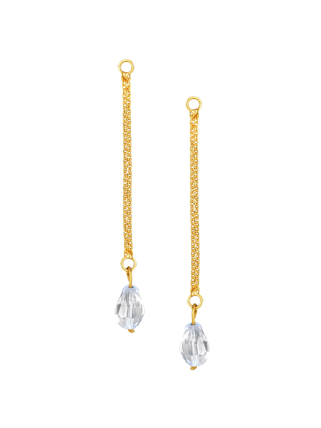Vighnaharta Gold-Pleated Removable Chain Drop Stud Earrings