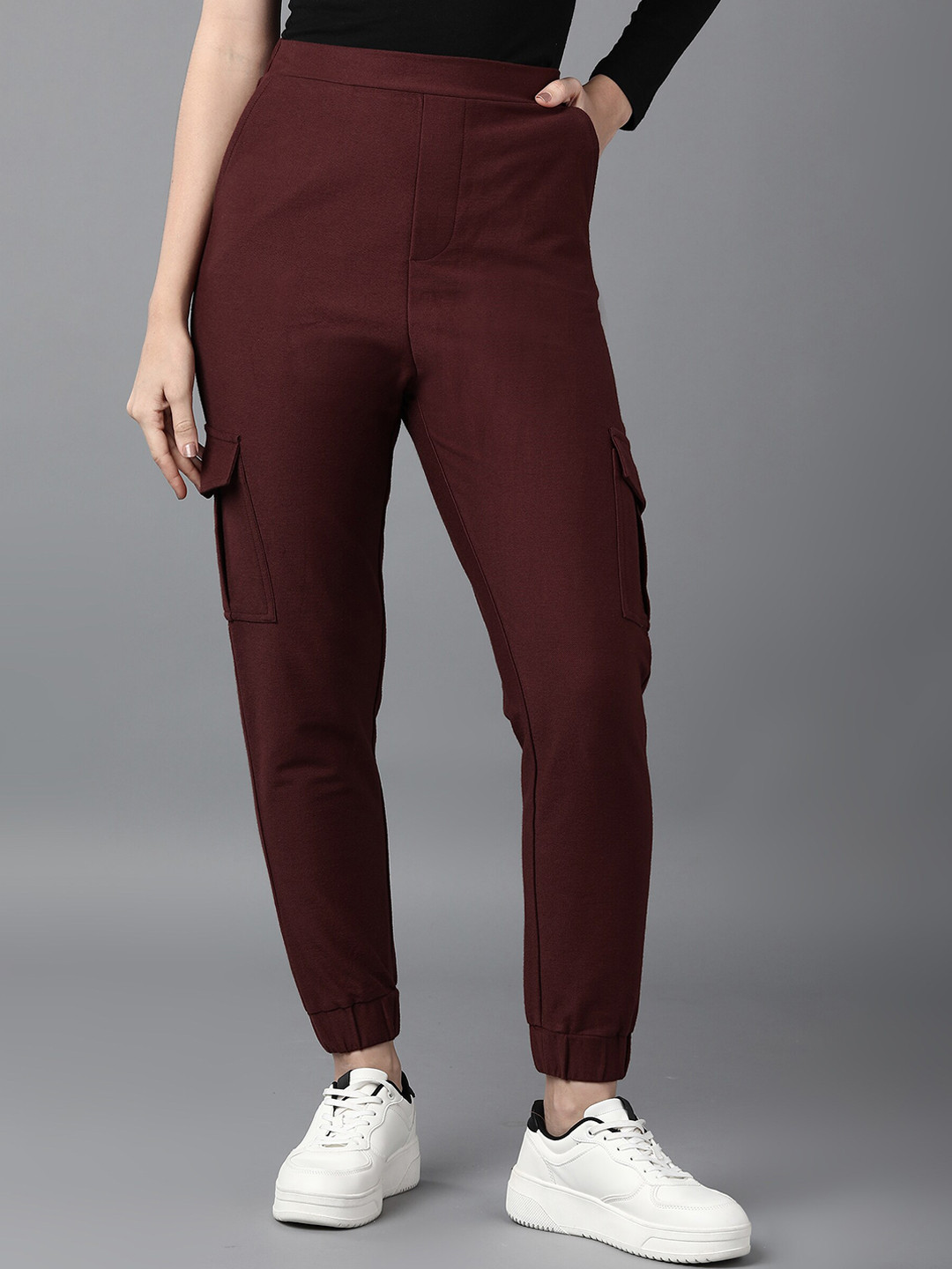 Roadster Burgundy Women Regular Fit Cargo