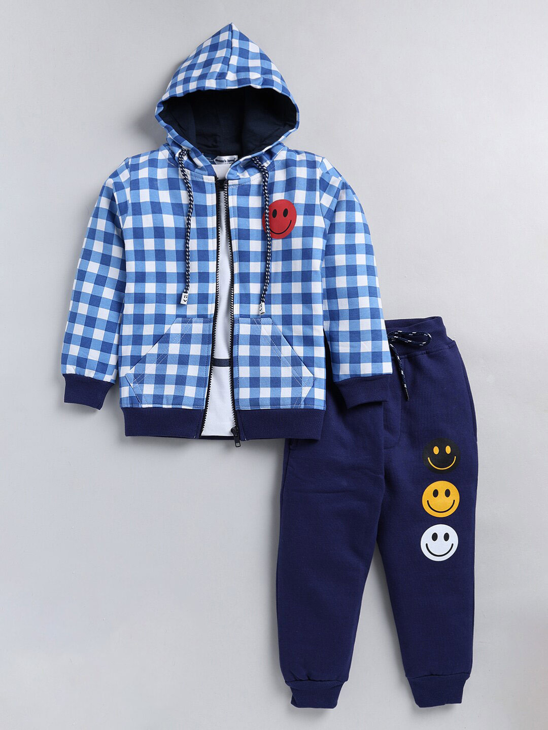 Moms Love Unisex Kids Checked T-shirt With Pyjamas & Sweatshirt