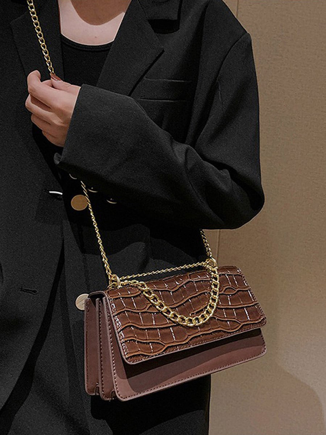 Styli Textured Structured Satchel Bag