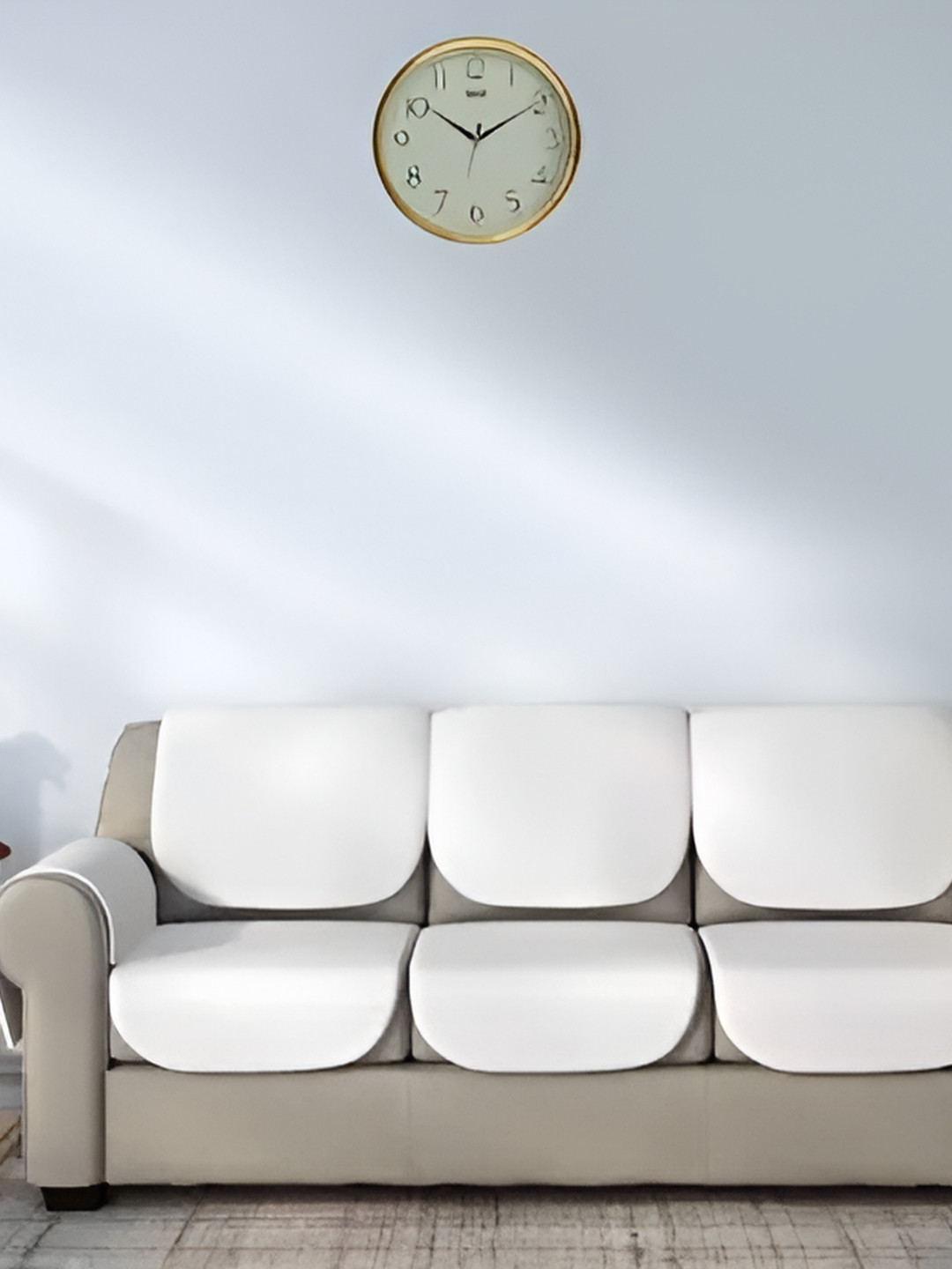 Ajanta Gold-Toned & White Round Traditional Wall Clock