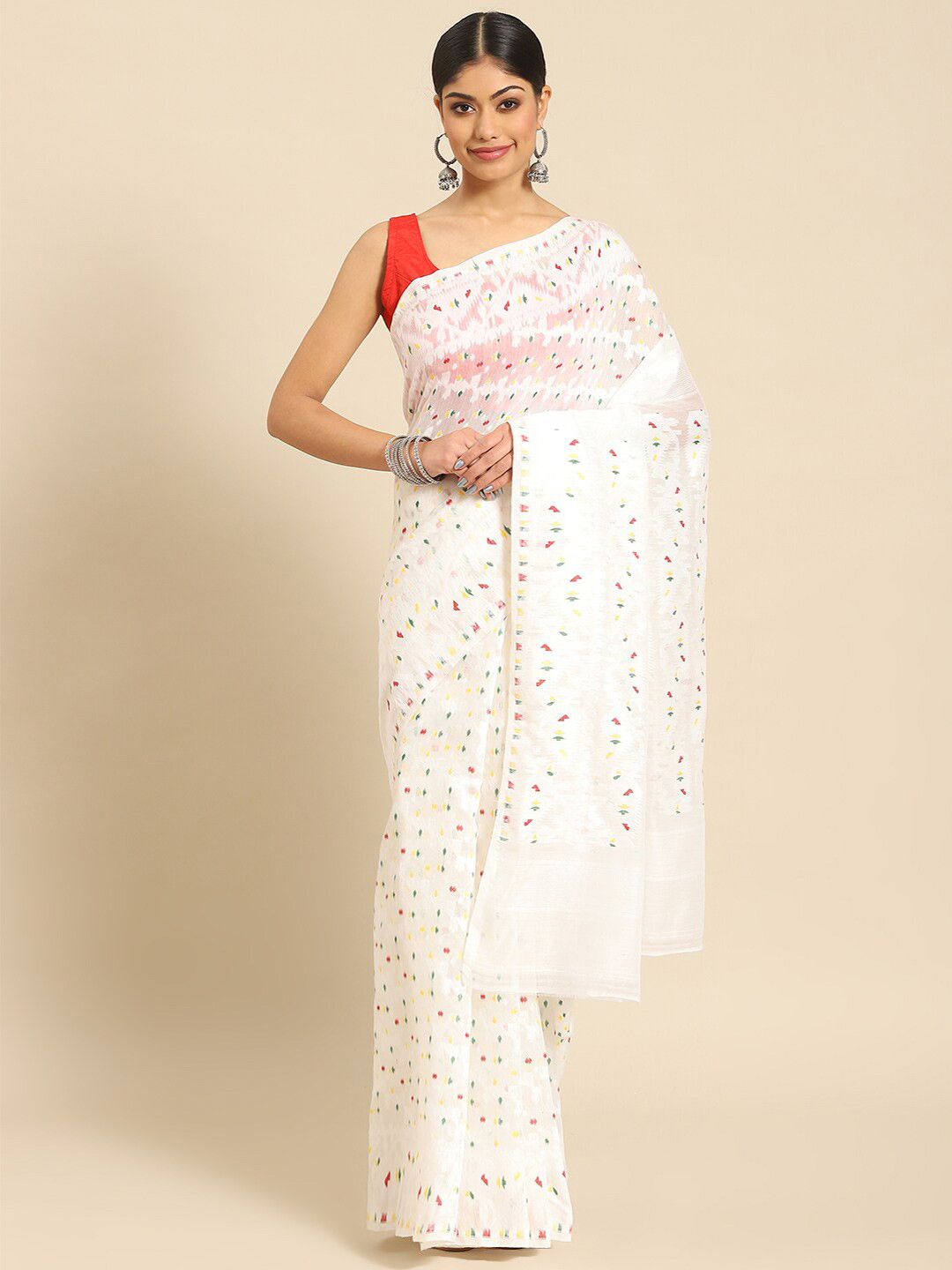 ADITRI Handloom Ethnic Motifs Woven Design Silk Cotton Saree