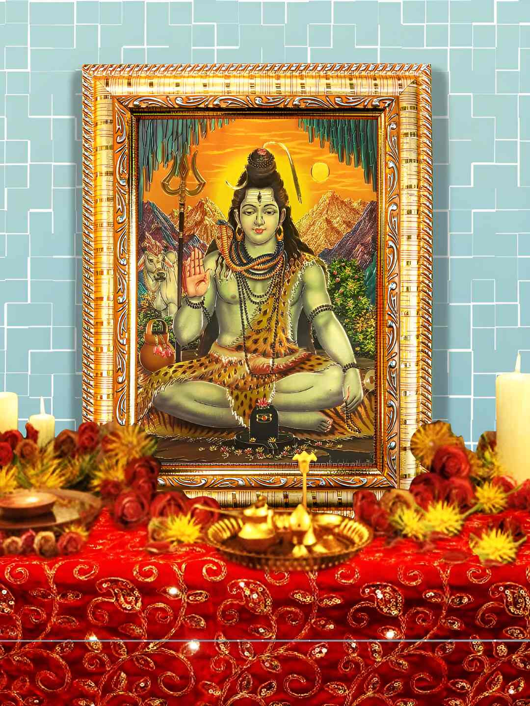 Hawai Gold Plated Wooden Shiva Wall hanging Photo frame