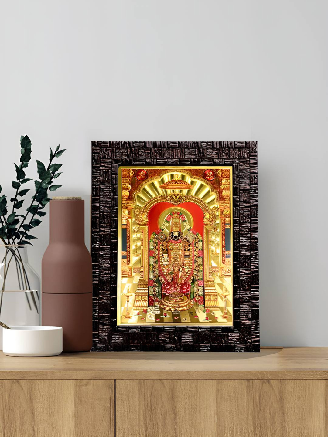 Hawai Black & 24K Gold Plated Self Designed Wooden Rectangular Wall Photo Frame