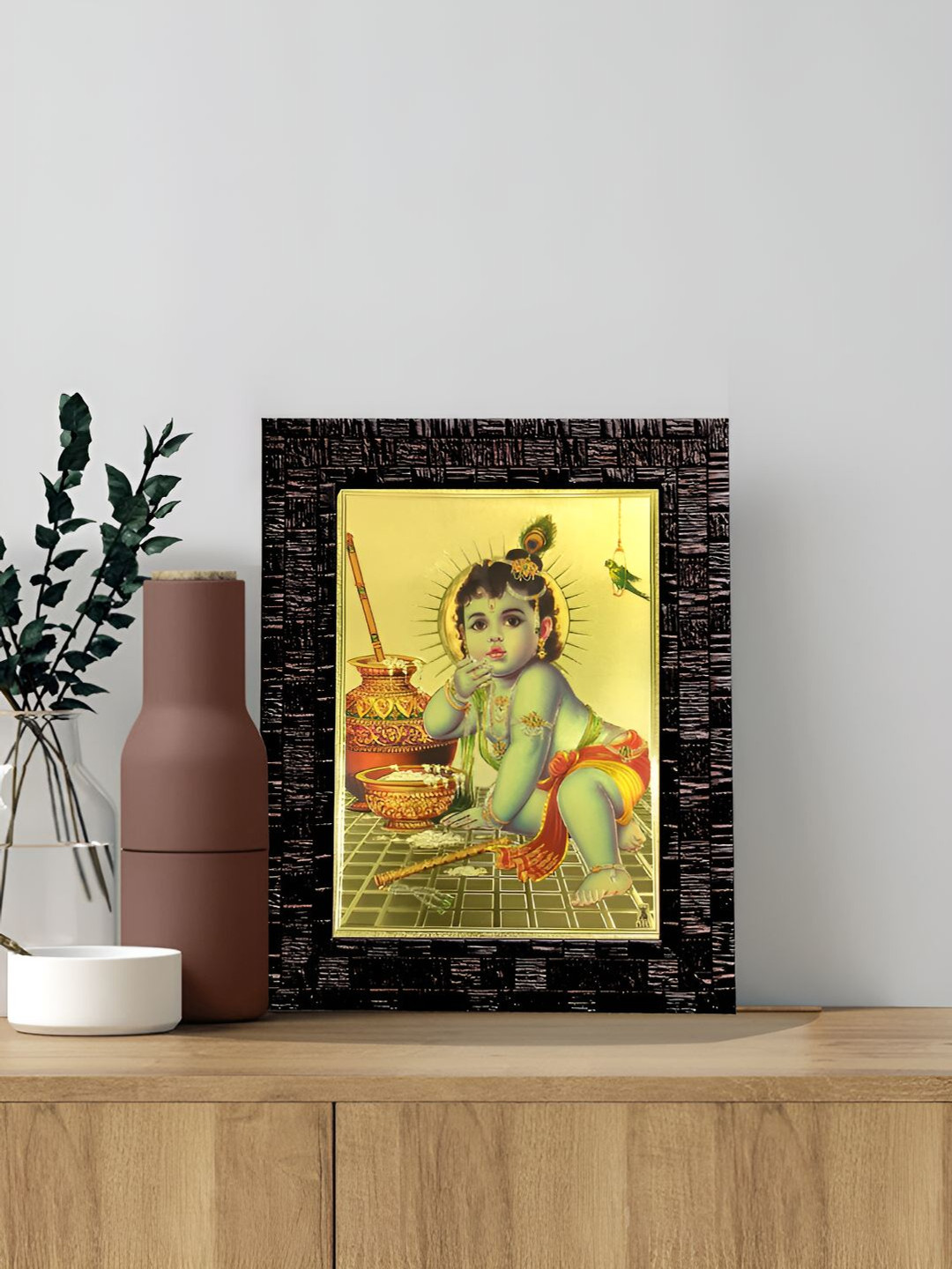 Hawai Black & 24K Gold Plated Self Designed Wooden Rectangular Wall Photo Frame