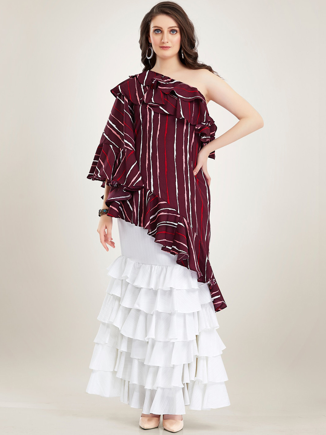 TWAM SUNDARA Printed Top With Skirt Co-Ords Set