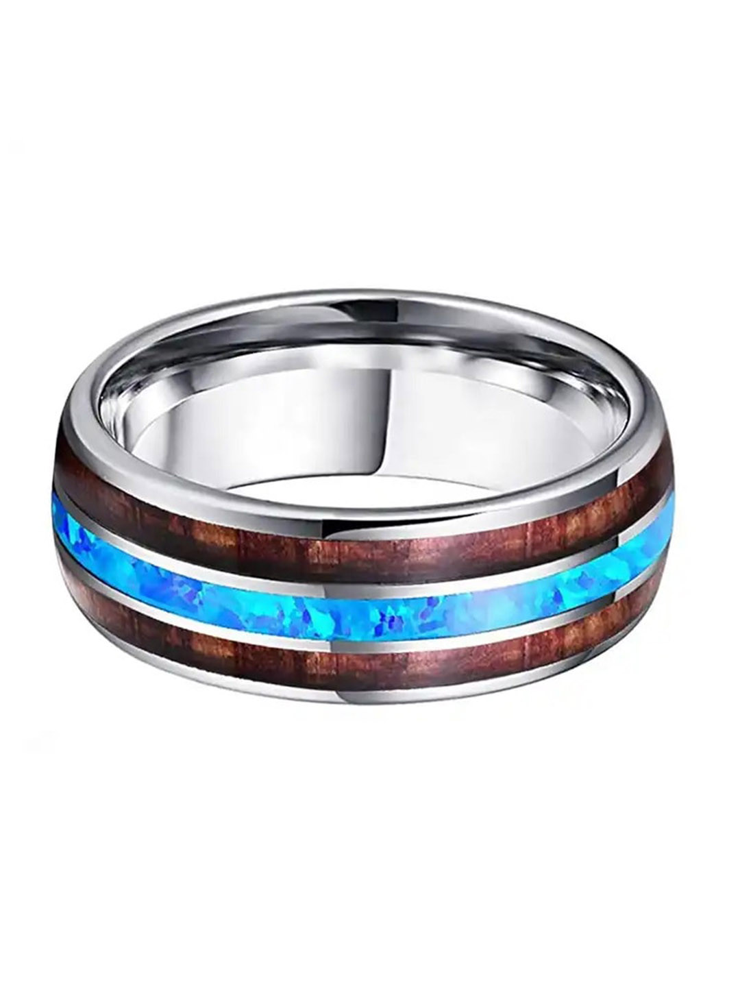 VIEN Unisex Silver-Plated Stainless Steel Tungsten Finger Ring