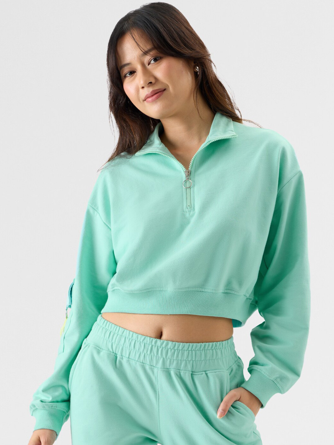 The Souled Store Women Oversized Sterling Blue Blue Sweatshirts