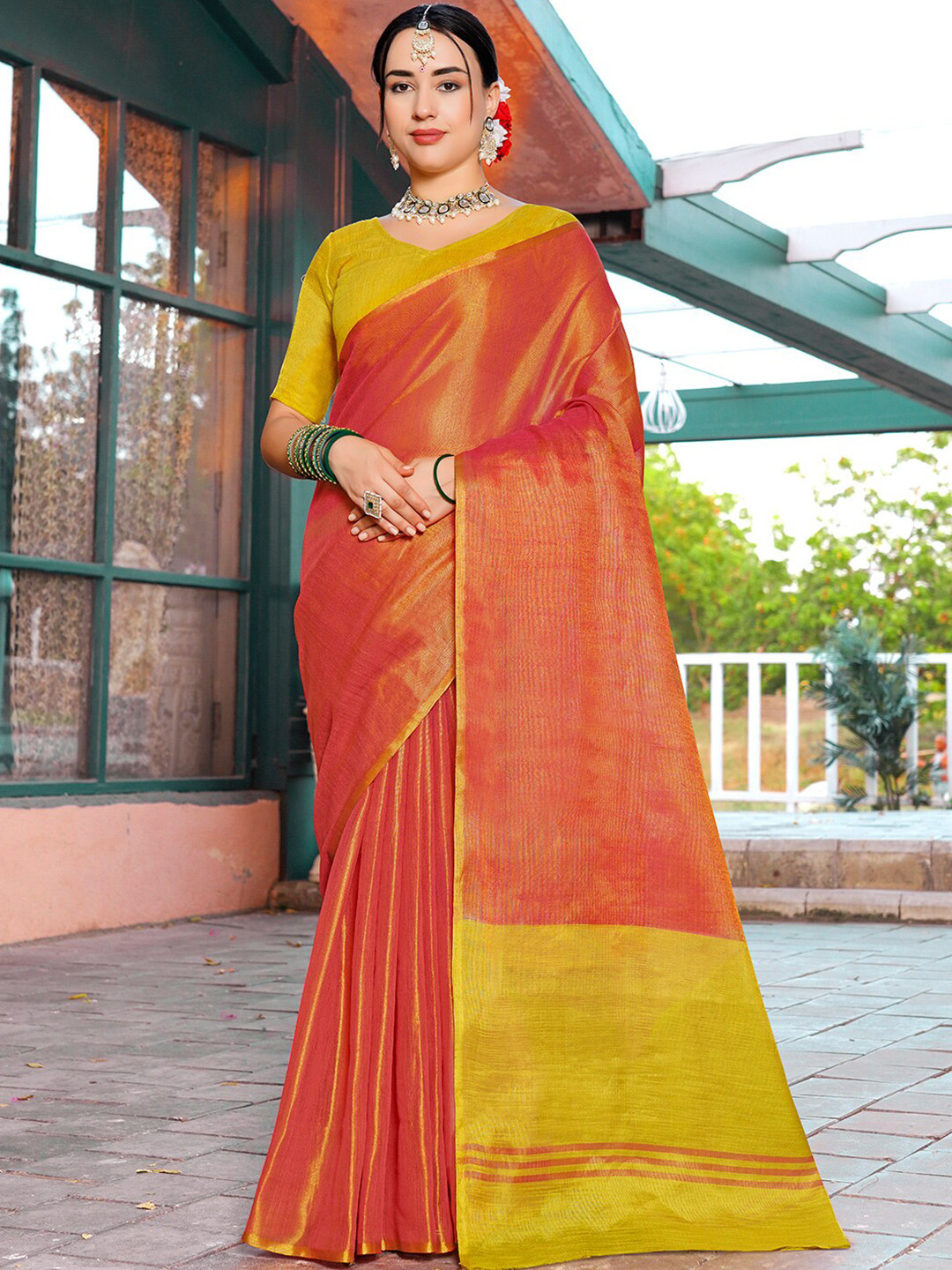 Anouk Rustic  Zari Tissue Saree
