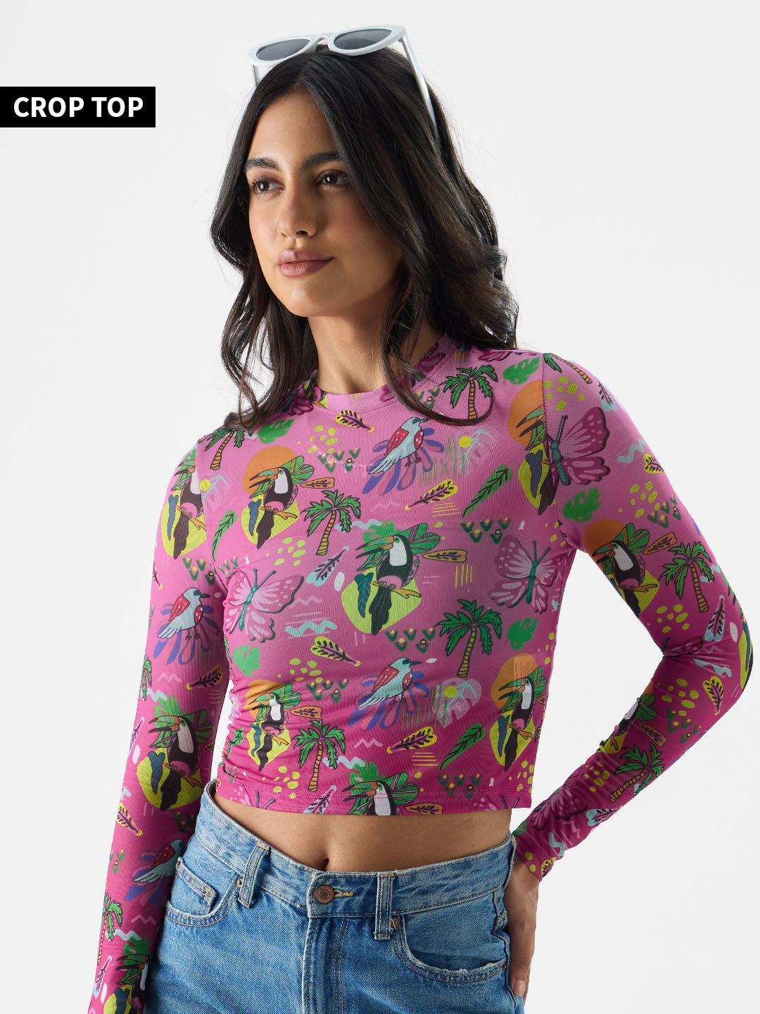 The Souled Store Floral Printed Fitted Crop Top