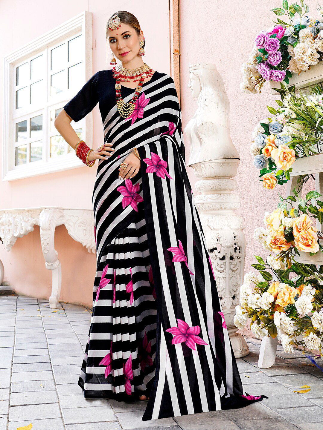 Anouk Rustic Striped Saree