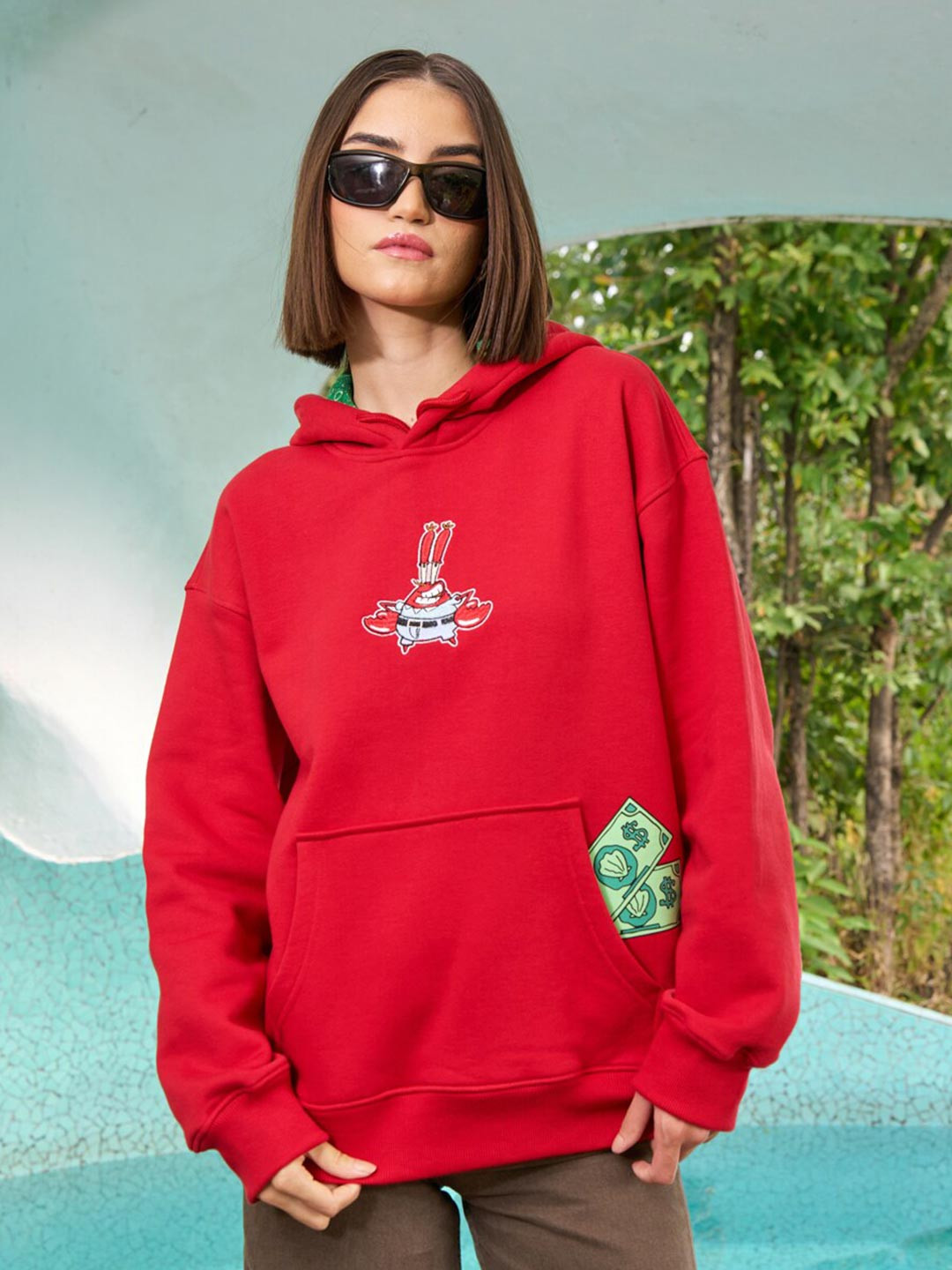 Bonkers Corner Mr. Krabs Printed Hooded Long Sleeves Pullover
