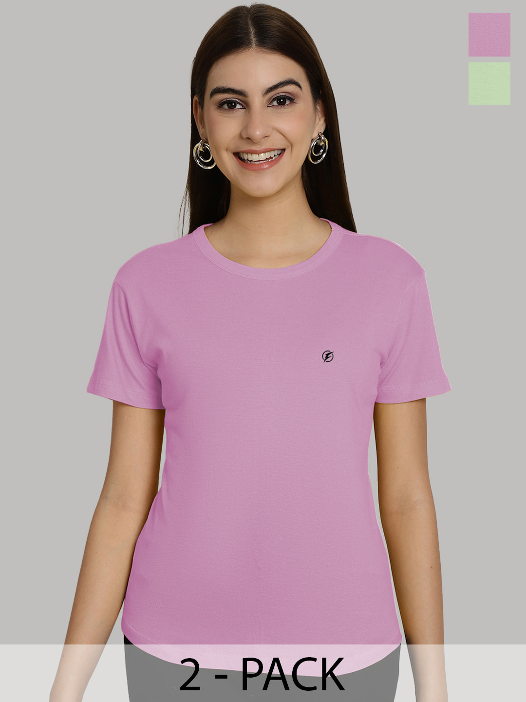 Friskers Women Purple & Sea Green 2 Slim Fit T-shirt